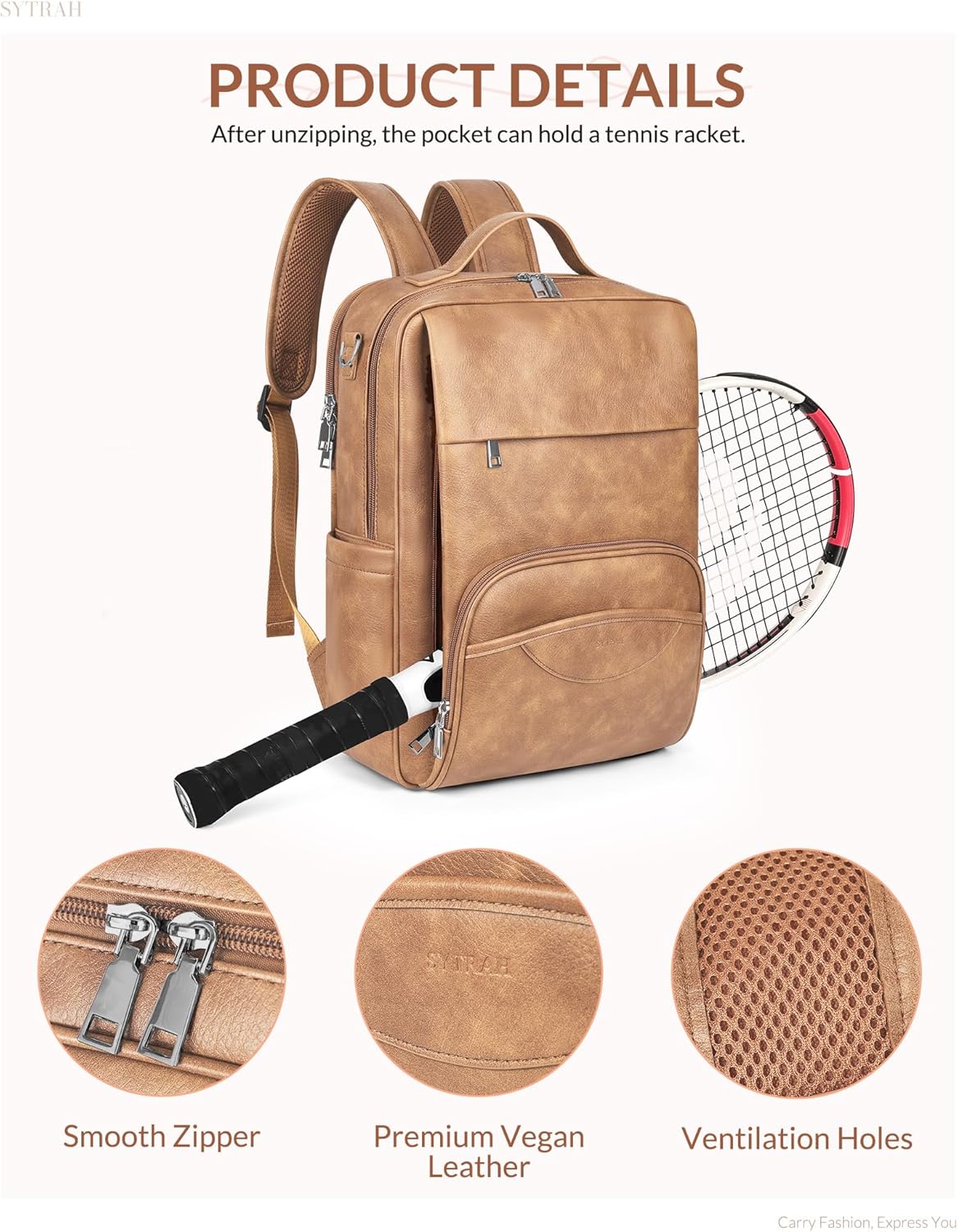 Leather Laptop Backpack, 15.6 Inch Business Computer Bag, Designer College Backpack Travel Backpack