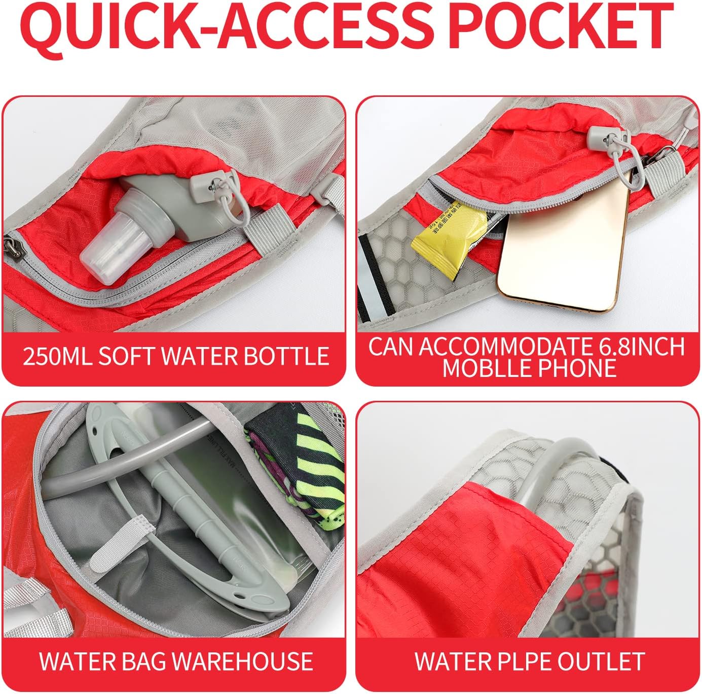 Hydration Pack Backpack, Lightweight Water Backpack with 2L Leakproof Hydration Bladder Daypack for Men Women,Running Hydration Vest for Outdoor Trail