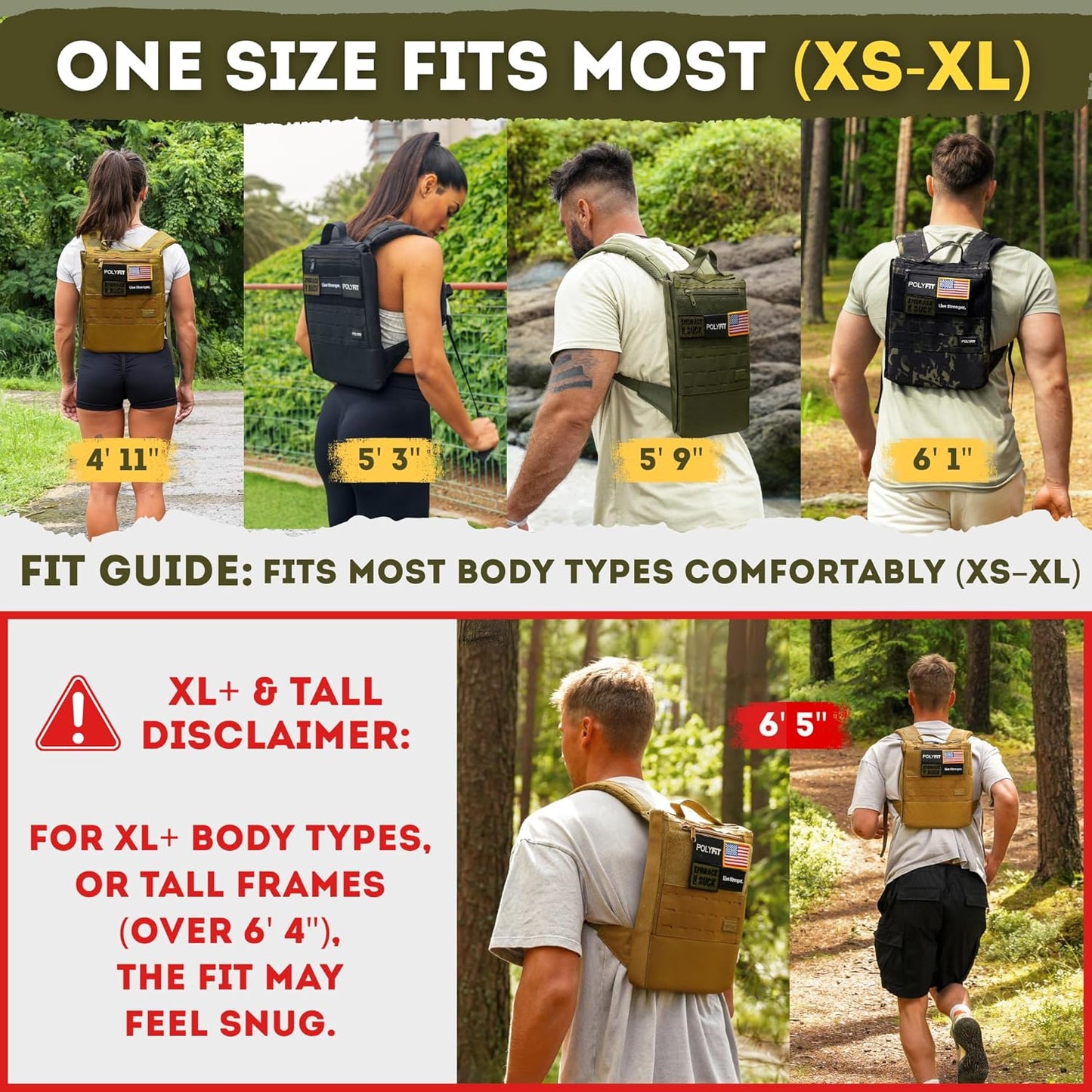 Polyfit Rucking Backpack 2.0 - Weighted Ruck Pack for Weight Plates - Patent Pending Side-Loading Rucksack for Walking, Running, Rucking, Strength and Endurance Training - Black Camo