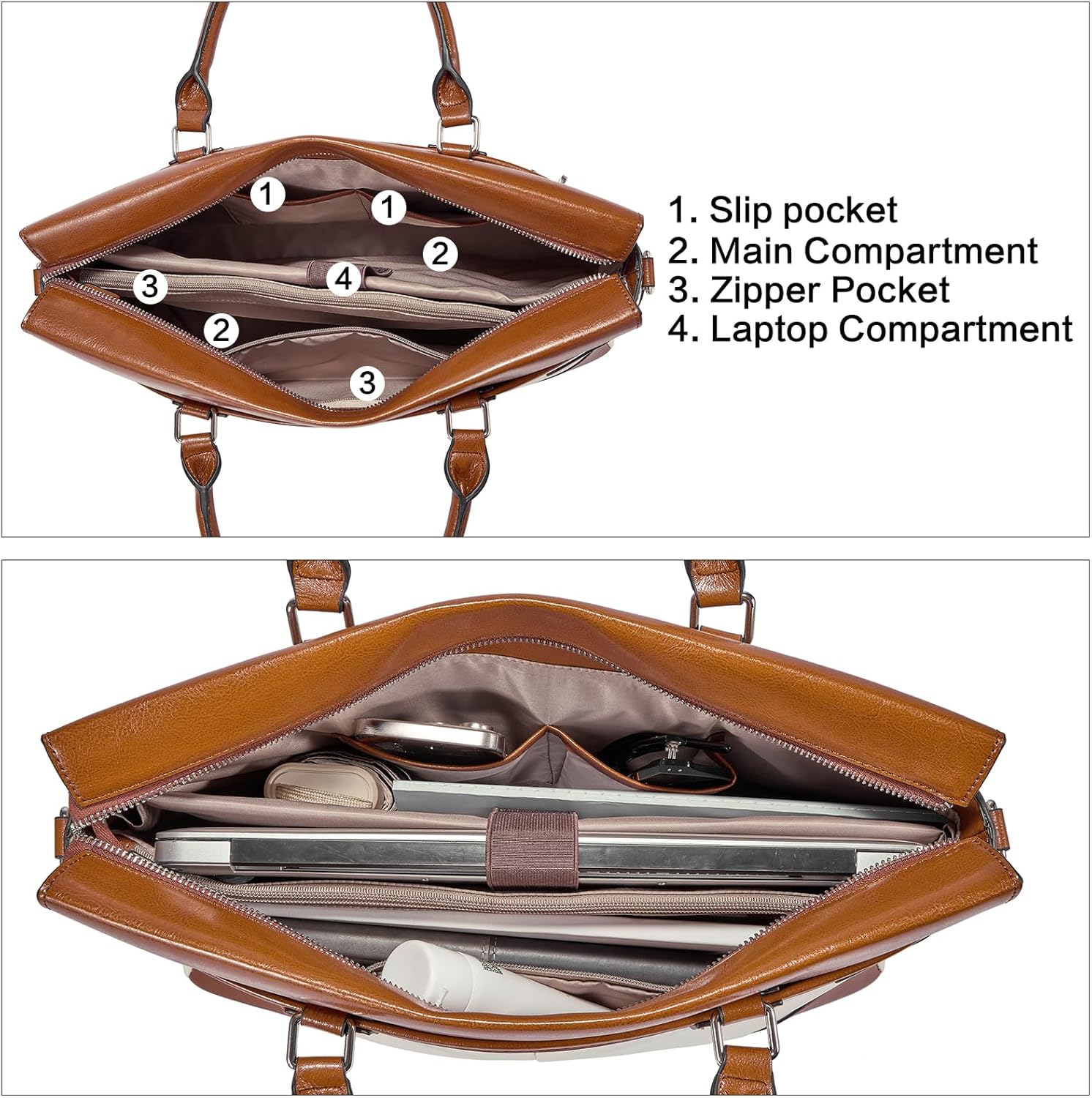 BOSTANTEN Briefcase for Women Leather Laptop Bag 15.6 inch Computer Messenger Office Business Work