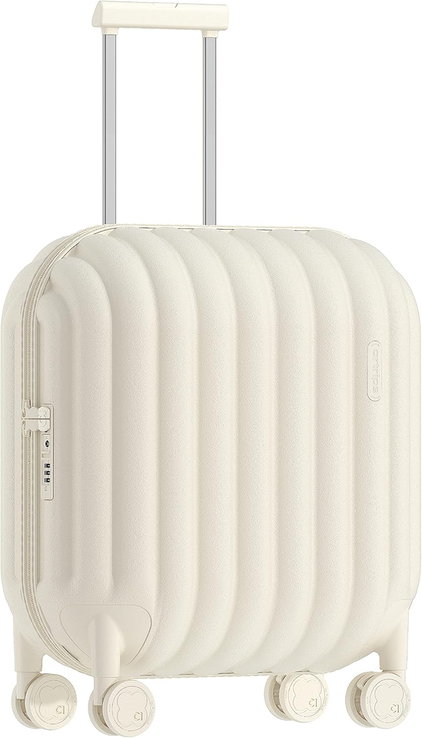 artrips Carry On Luggage with 8 Spinner Wheels,20''Spinner Luggage,PC Lightweight Hardside Luggage,Travel Suitcase with Bread Design,TSA Lock, White, 47L