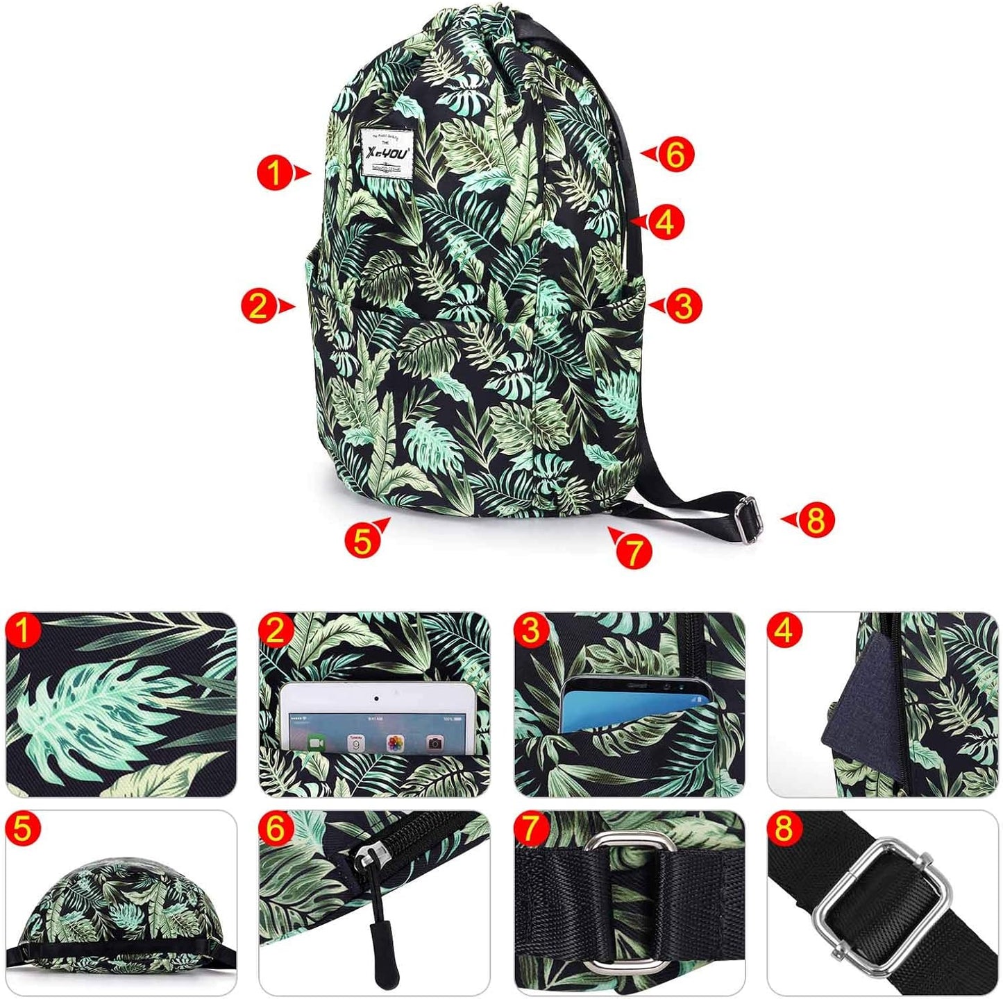 XEYOU Drawstring Sports Backpack Lightweight Gym Yoga Sackpack Shoulder Rucksack Casual Outdoor Daypack for Women and Men