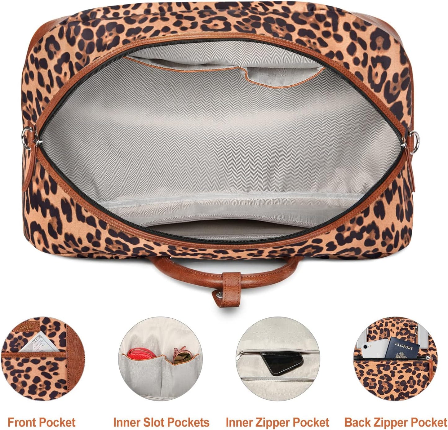 Weekender Bag for Women, Large Overnight Bag Canvas Travel Duffel Bag Carry On Tote with Shoe Compartment 21" 3Pcs Set