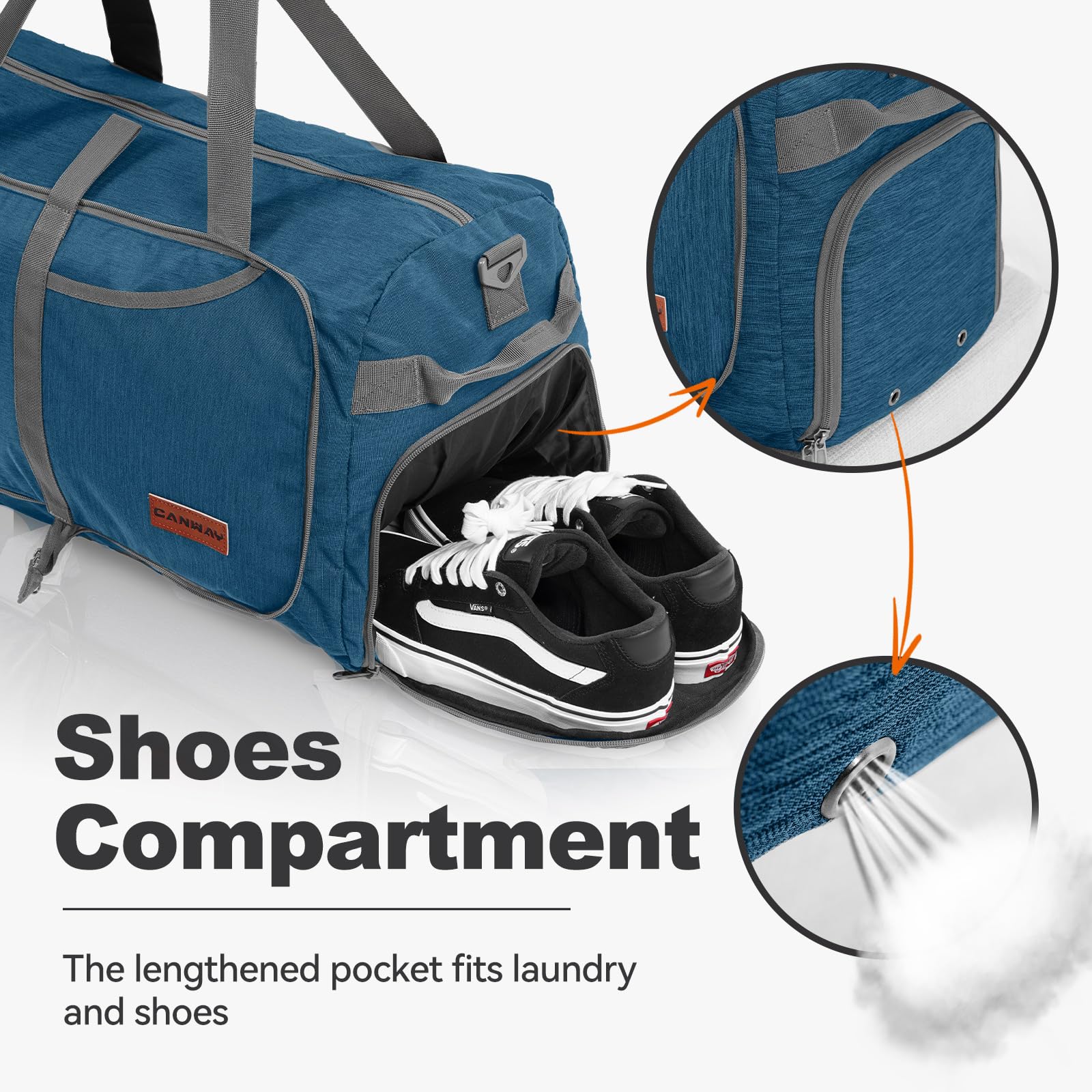 Canway 40L Foldable Duffle Bag for Travel Men & Women Carry On 22"x14"x9" Airline Approved, Small
