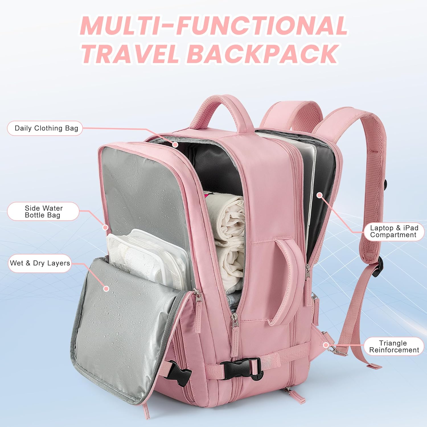 Beraliy Large Travel Backpack for Women, Personal Item Bag Airline Approved, Carry On Luggage, 17