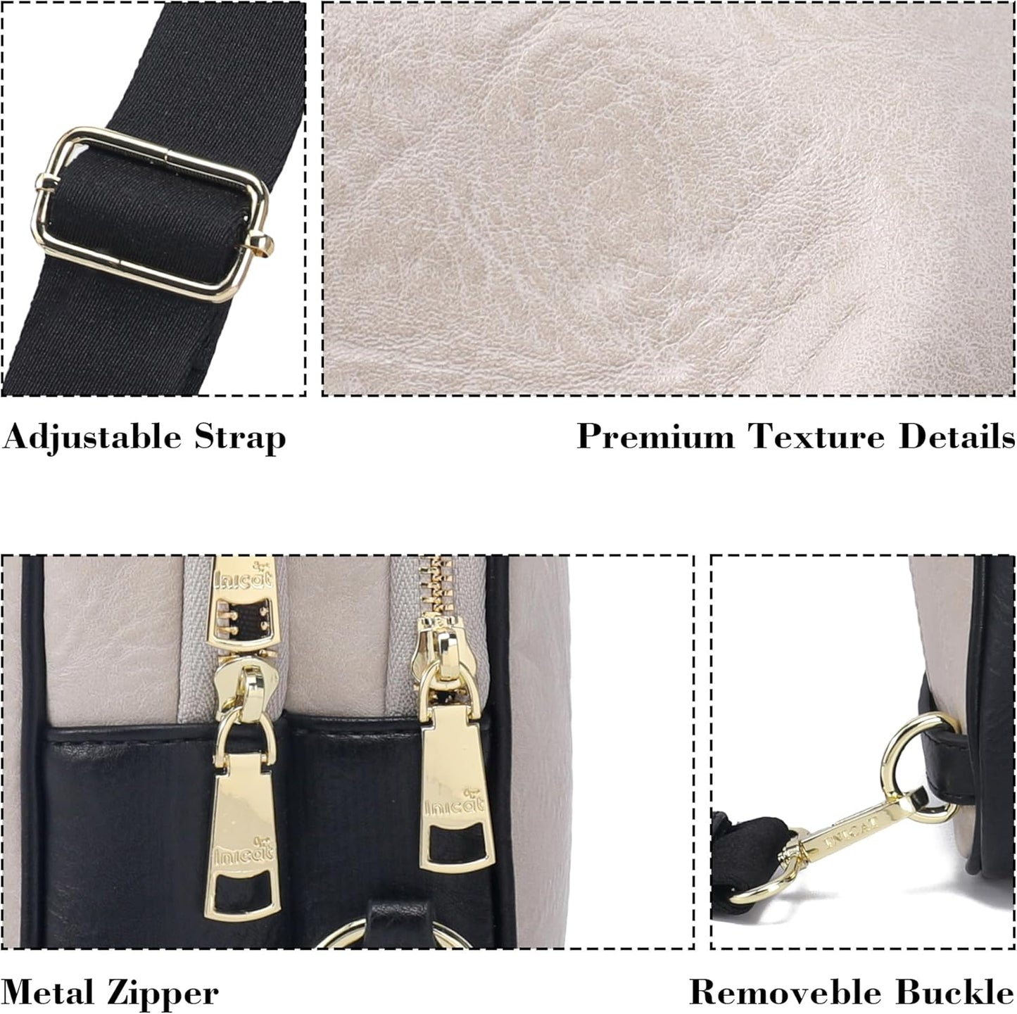 INICAT Crossbody Sling Bags Travel Cross Body Purses Faux Leather Fanny Packs Chest Bag for Women