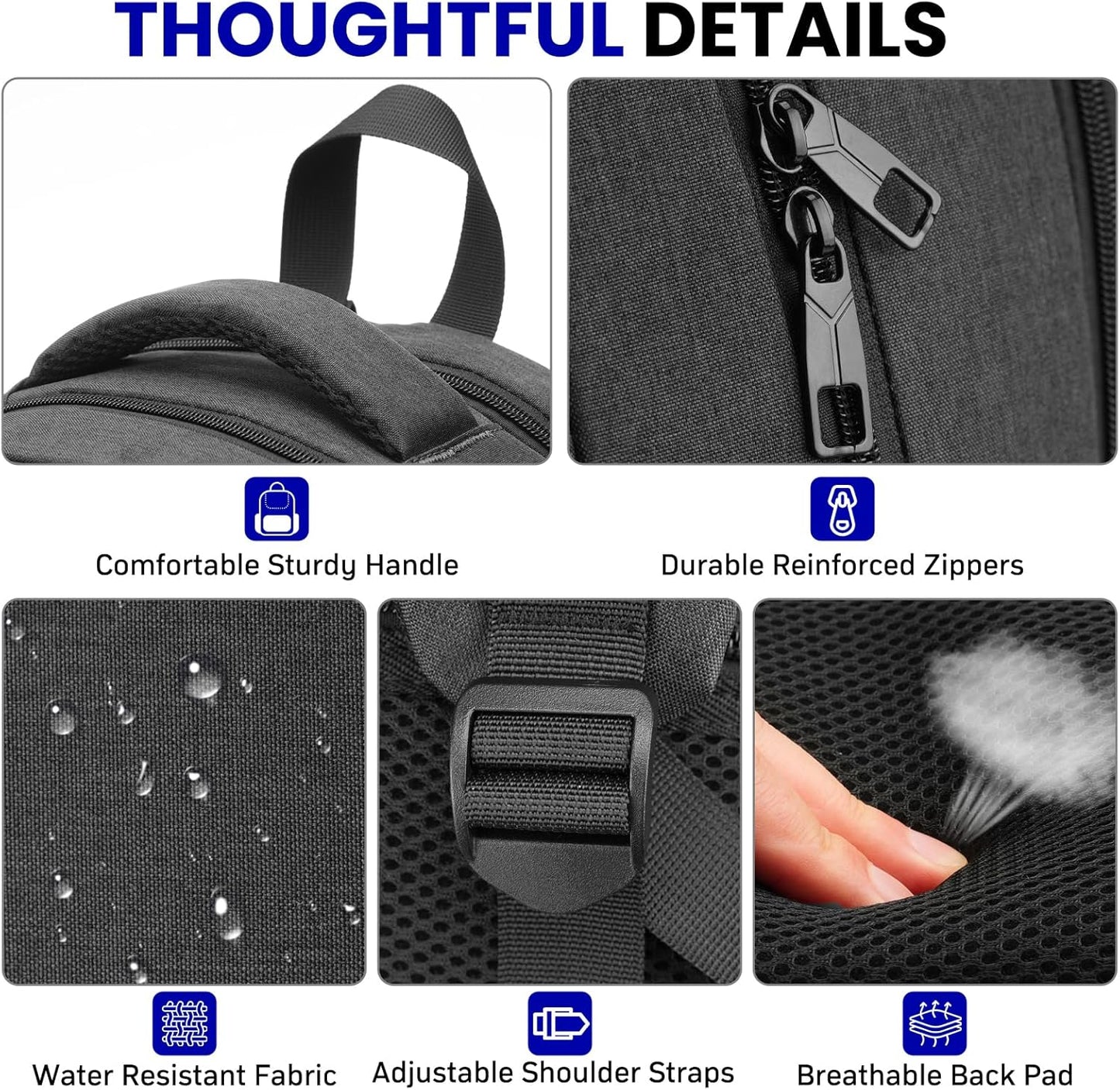 School Laptop Backpack for Women Men: 15.6 Inch College High School Backpacks with USB Charging Port Waterproof Travel Back Pack with Anti-theft Pockets Casual Work Daypack for Boys Students