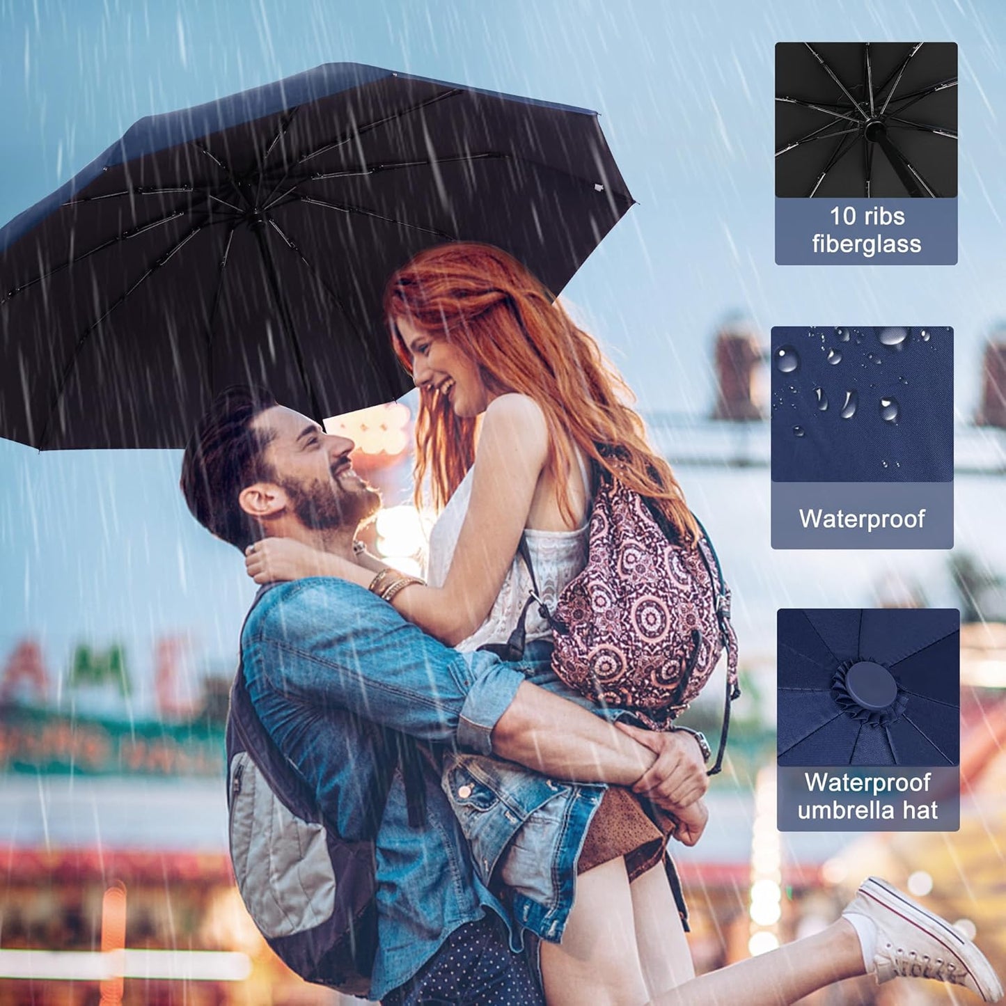DOFOWOT UV Protection Umbrella for Rain Sun Umbrellas Windproof Anti-Rebound UPF 50+ UV Travel Umbrella Compact for Women Men