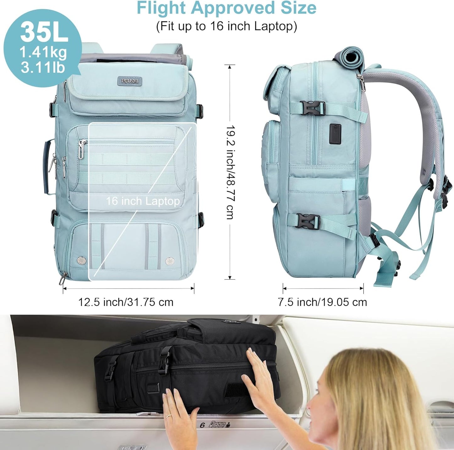 PIJUSHI Travel Backpack for Women Carry on Duffle Bag Backpack For Airplanes Luggage Rucksack with