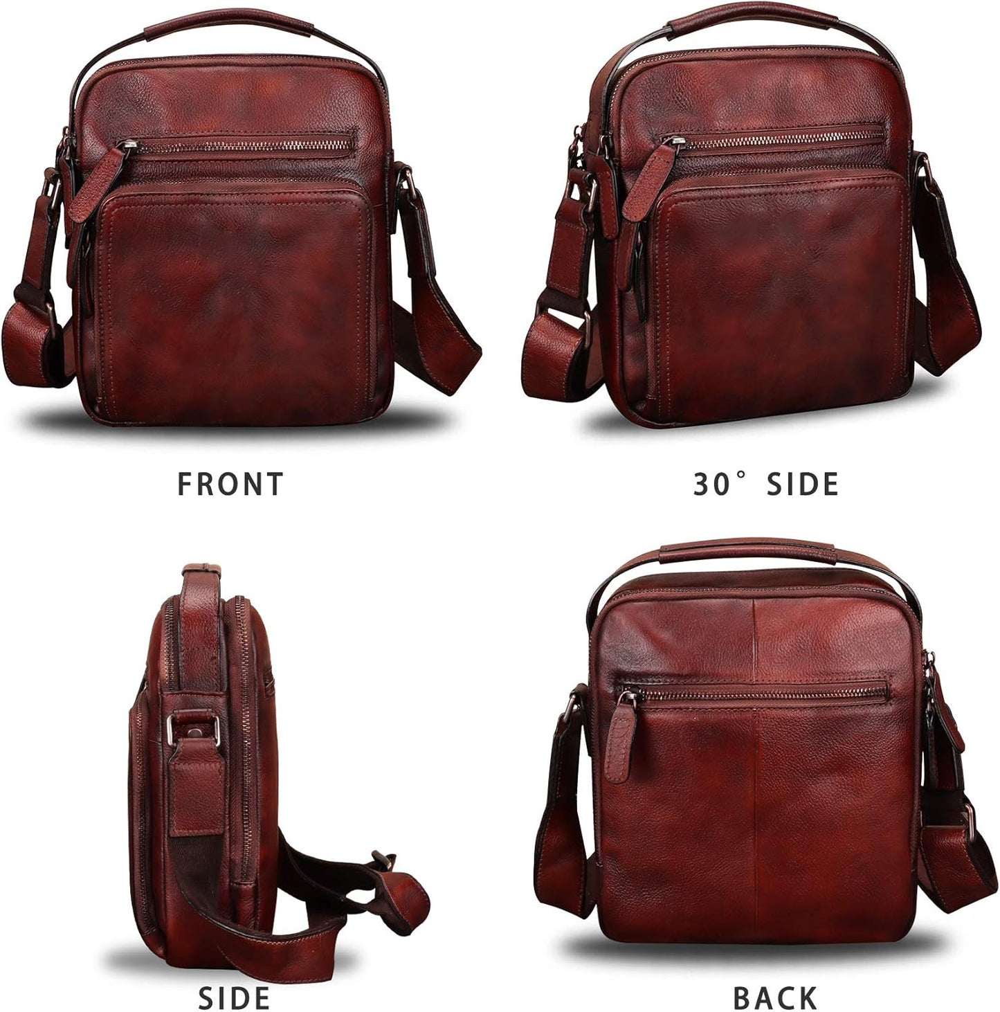 Genuine Leather Purse and Shoulder Bag for Men Vintage Real Leather Messenger Bag Handbag Crossbody Satchel Purse Strap