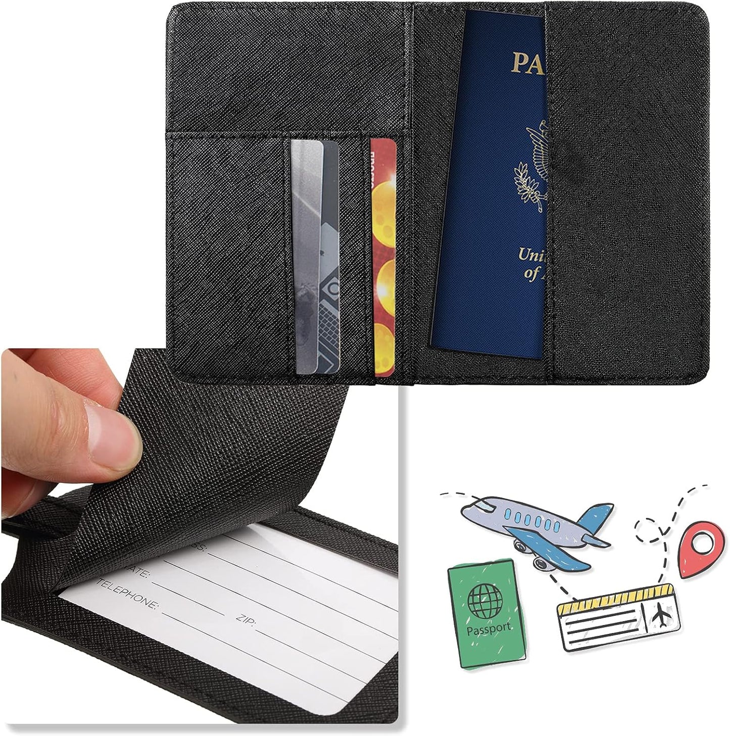 Frienda 2 Pieces Bridal Passport Covers Holder Waterproof Leather Holder Covers Travel Wallet Passport Case for Women and Men