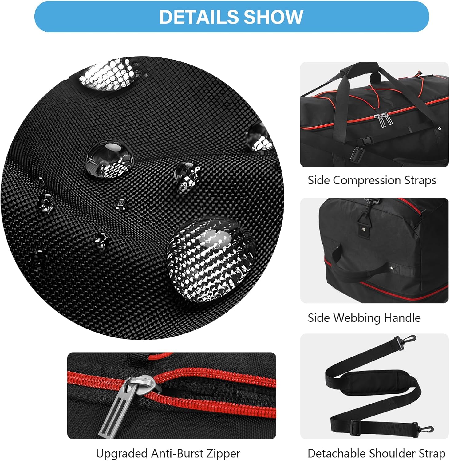 Vomgomfom Wheeled Collapsible Duffel Bag,110L-140L Expandable Checked Luggage, No-Telescopic-Handle