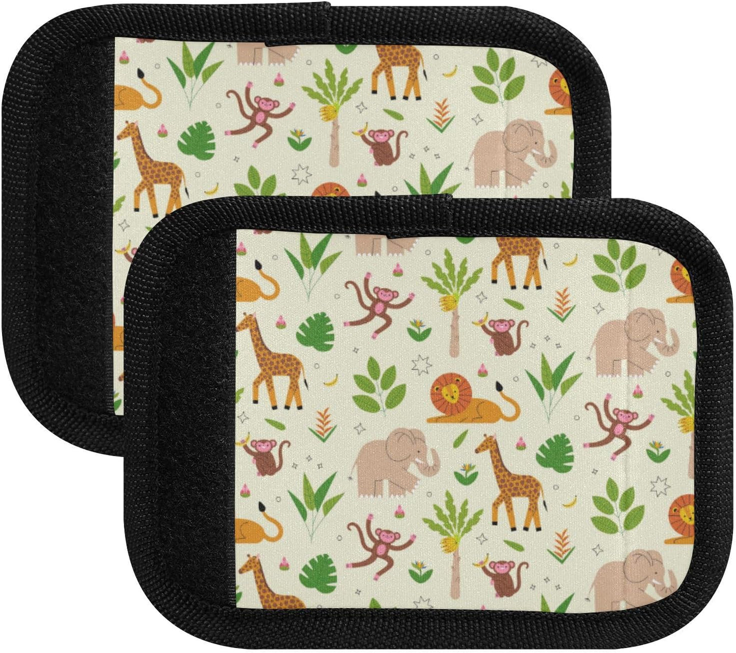 4Pcs Luggage Handle Wrap Suitcase Identifier Handle Covers Tags Soft Travel Bags Luggage Handle Gripper Accessories for Airplane Flying Jungle Animal