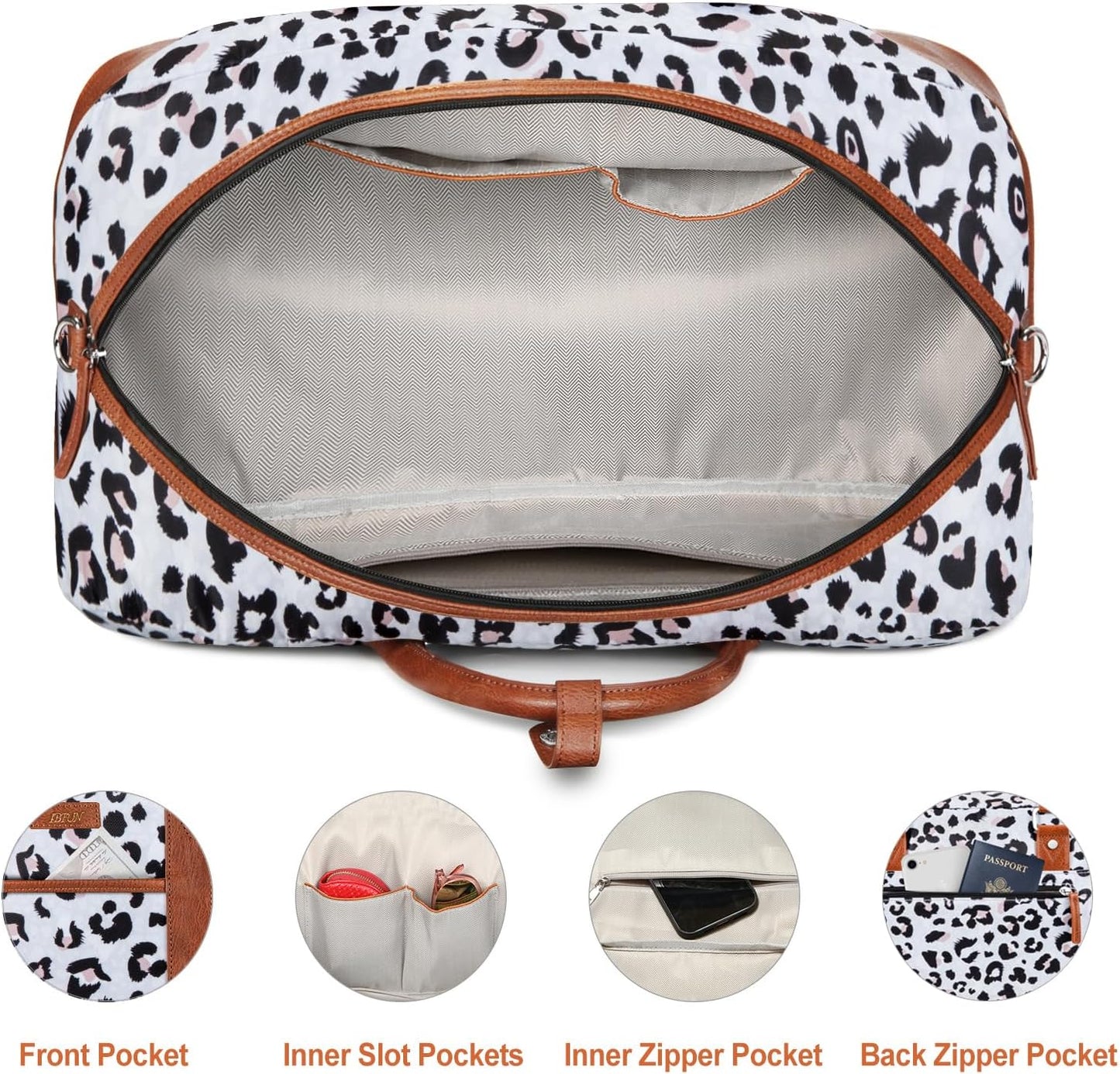 Weekender Bag for Women, Large Overnight Bag Canvas Travel Duffel Bag Carry On Tote with Shoe Compartment 21" 3Pcs Set