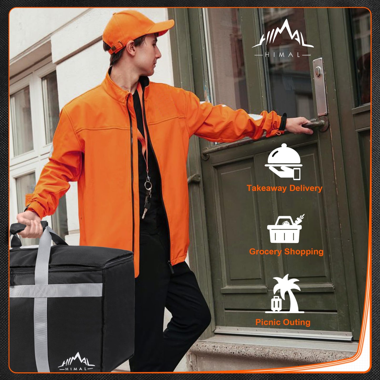 Himal Outdoors Insulated Food Delivery Bag XXXL-23Wx15Hx14D inches Premium Insulated Grocery Bag