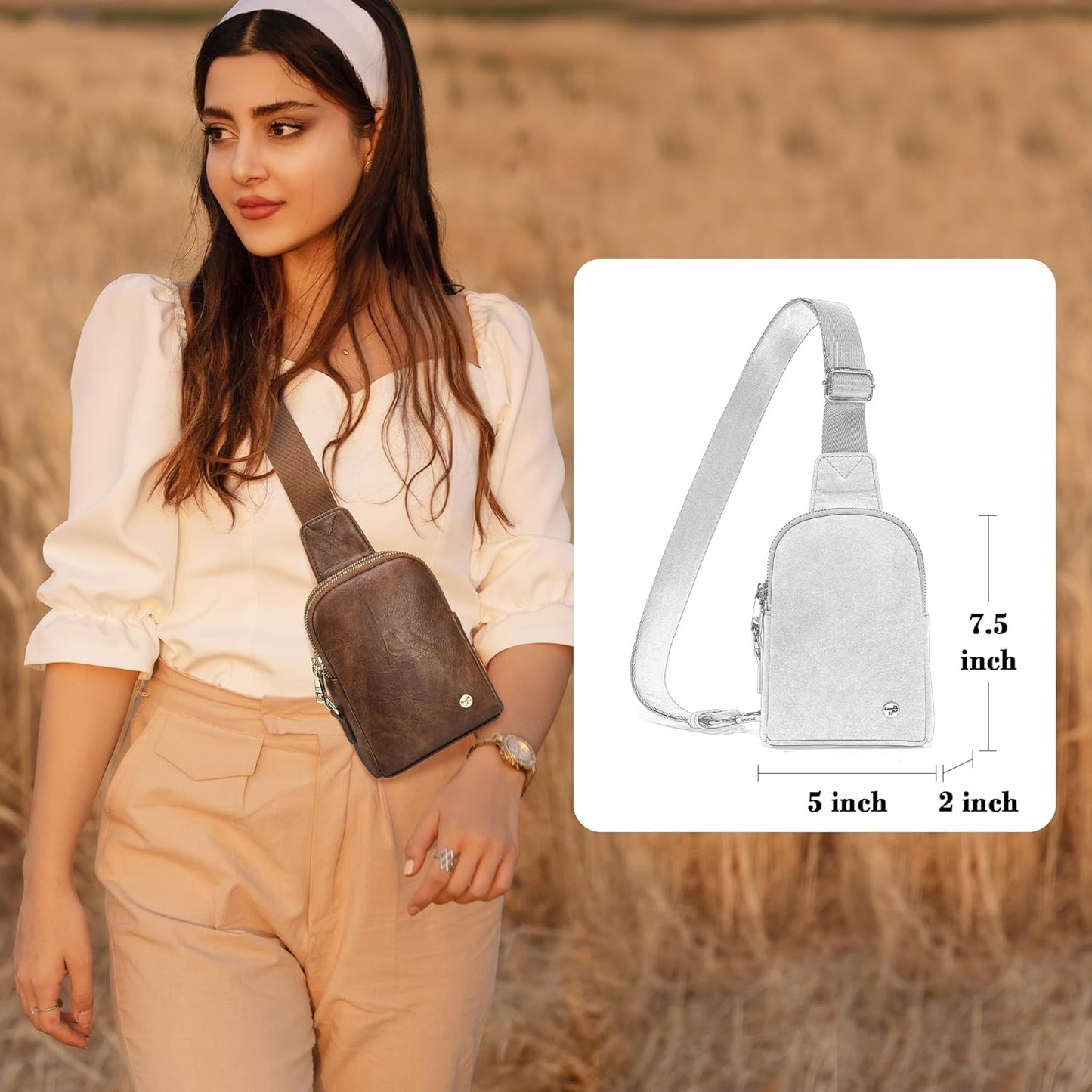 INICAT Travel Small Sling Bag Faux Leather Crossbody Bags Women Cross Body Bag Purses for Woman