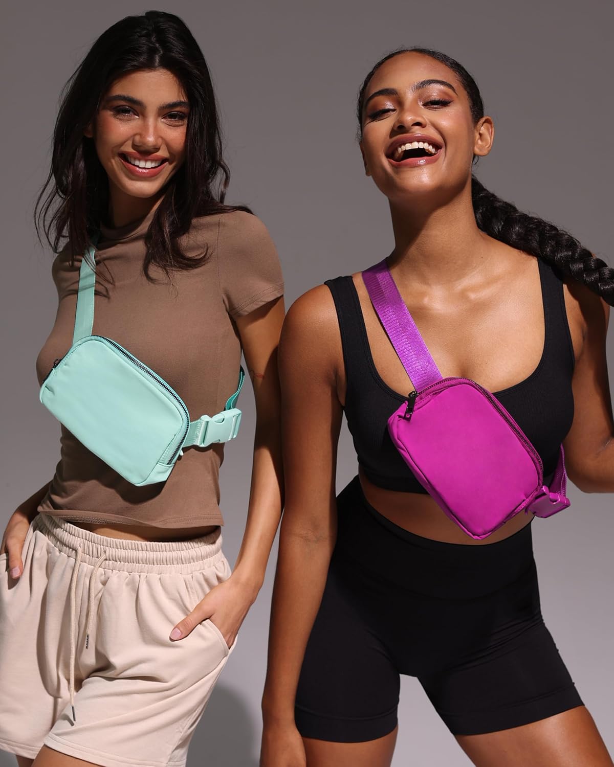 Fanny Pack Crossbody Bag Trendy Waterproof Small Cross Body Purse for Women Men Fashion Waist Packs Mini Belt Pouch Chest Bum Hip Bag Lulu Dupes for Travel Vacation Running Matcha Cream