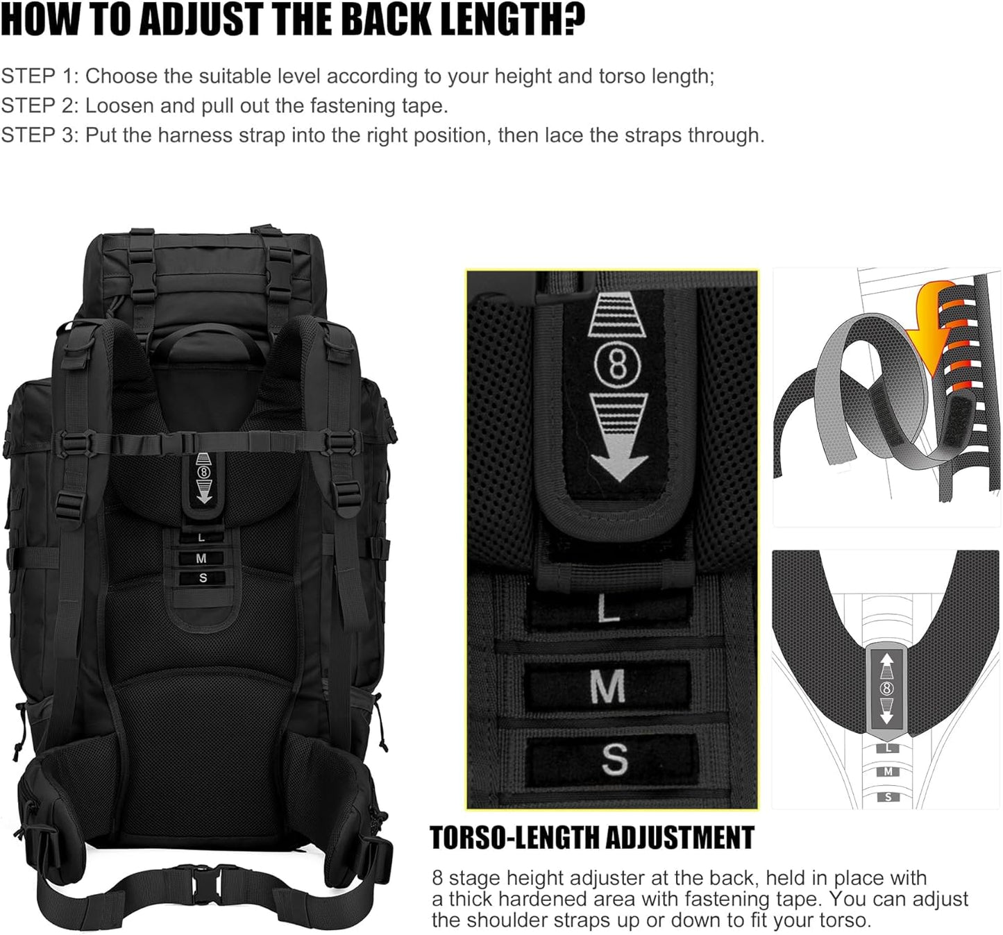 Mardingtop 70L Internal Frame Backpack for Hunting,Camping,Hiking Backpacking Backpack with Rain