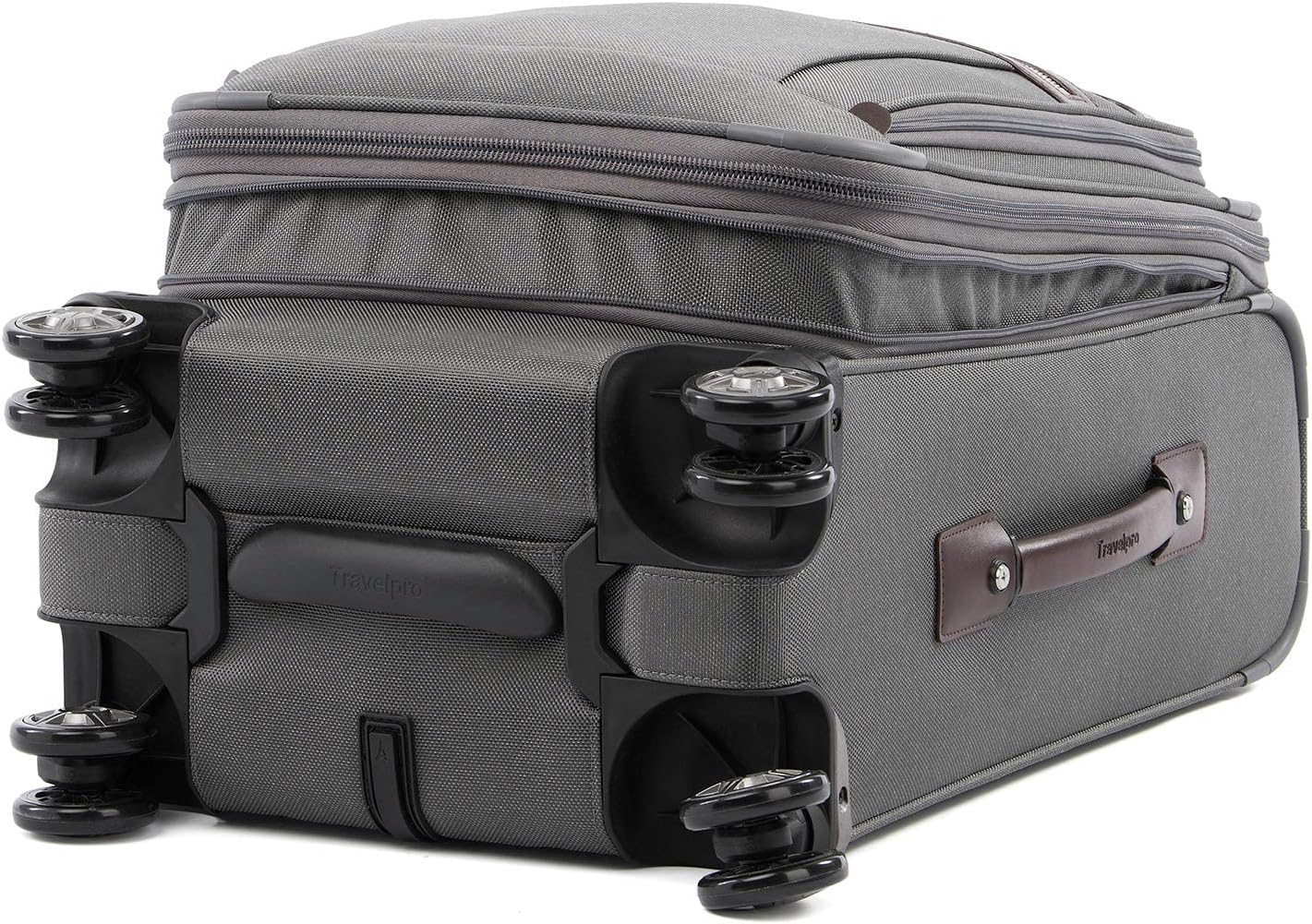 Travelpro Platinum Elite Softside Expandable Luggage, 8 Wheel Spinner Suitcase, TSA Lock, Men and Women (Vintage Grey, 2-Piece Set (21/25))