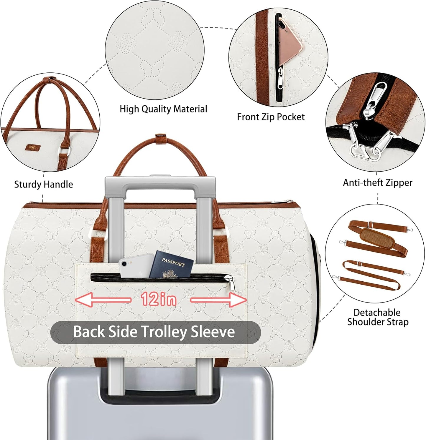 Convertible 2-in-1 Garment Bags for Travel, Carry On Garment Duffle Bag With Shoe Compartment Large Weekender Bag for Women Men Hanging Suitcase Suit Travel Duffel Overnight Bags 4pcs Set