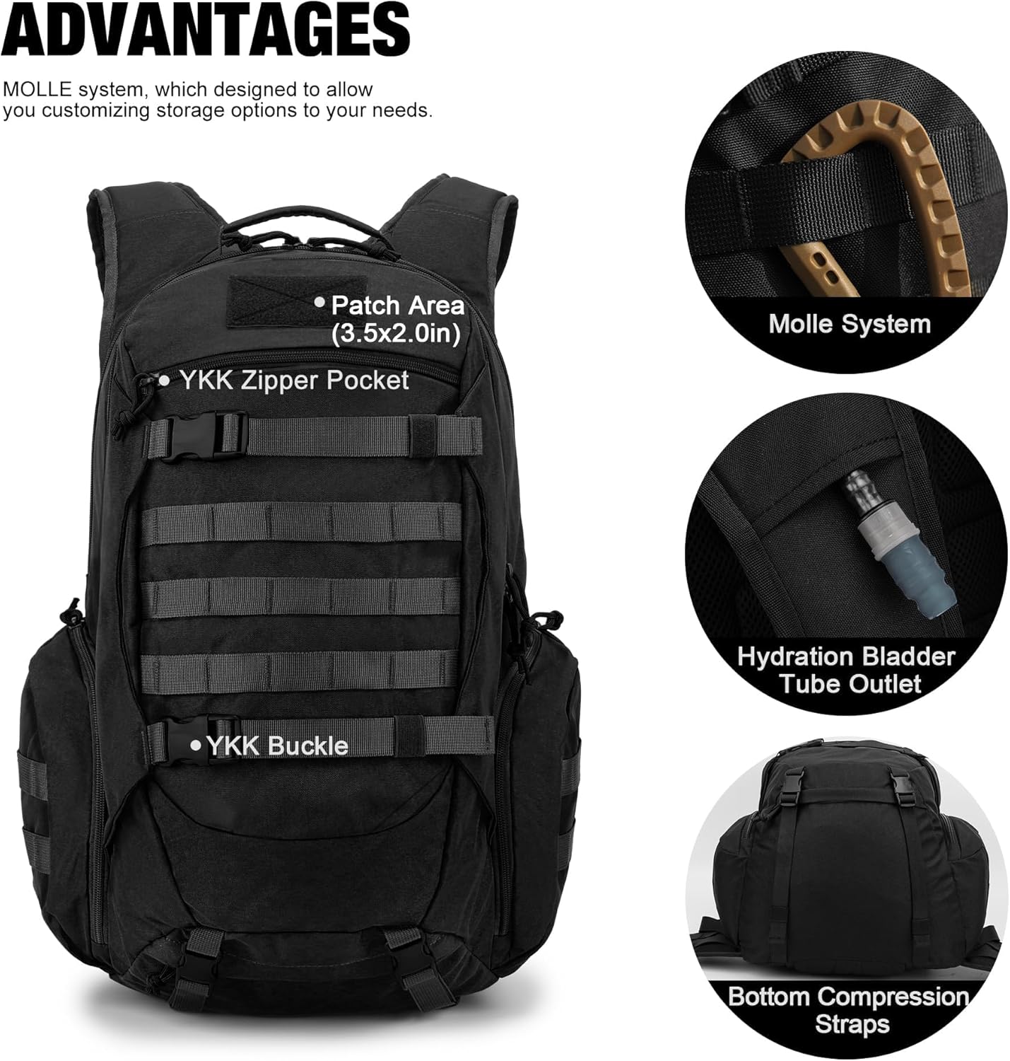 Mardingtop 28L/35L Tactical Backpacks Molle Hiking daypacks for Camping Hiking Military Traveling Motorcycle