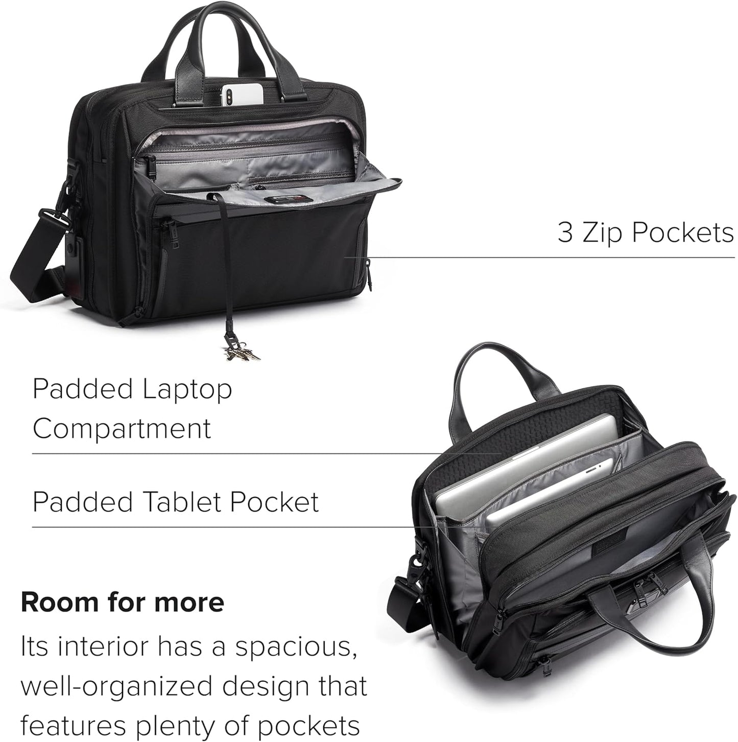 TUMI - Alpha Organizer Brief - Laptop Briefcase for Commute or Travel - Fits Up to 15" Laptop - Removable Shoulder Strap