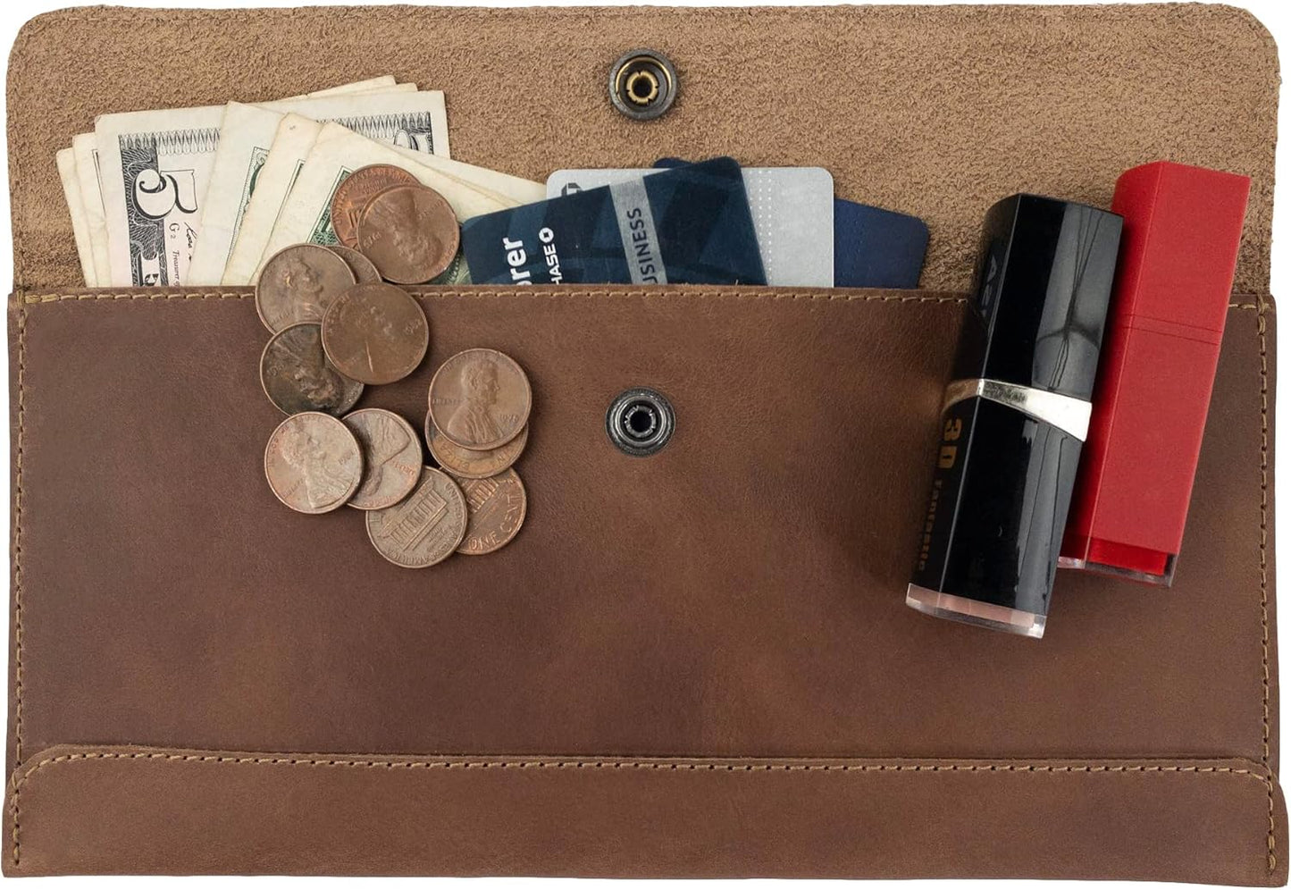 Hide & Drink, Rectangular Travel Wallet, Money Holder, Travel Accessory, Vintage Style Money Pouch, Full Grain Leather, Handmade, Single Malt Mahogany