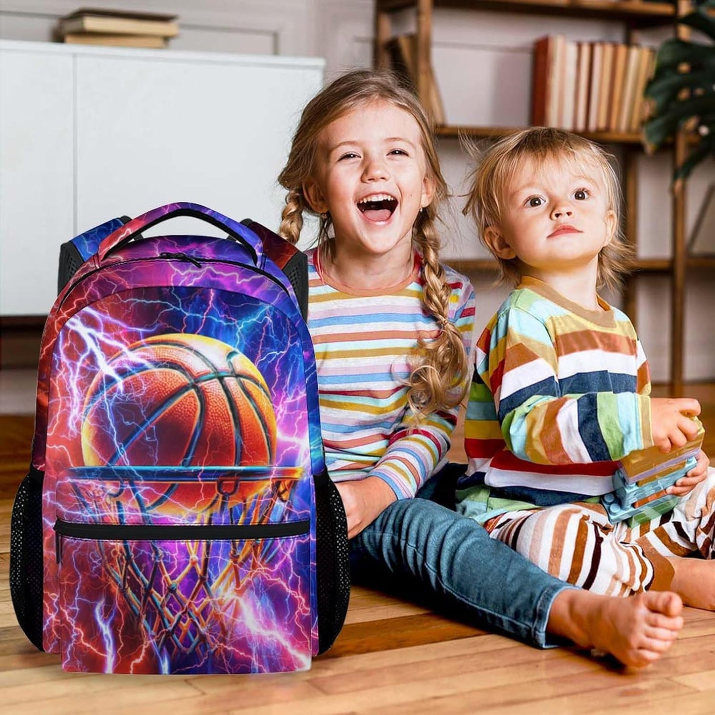 School Backpack for Kids - 17 Inch Basketball Backpacks with Adjustable Straps for Boys - Cool Lightweight Durable Sport Book Bag for Kindergarten