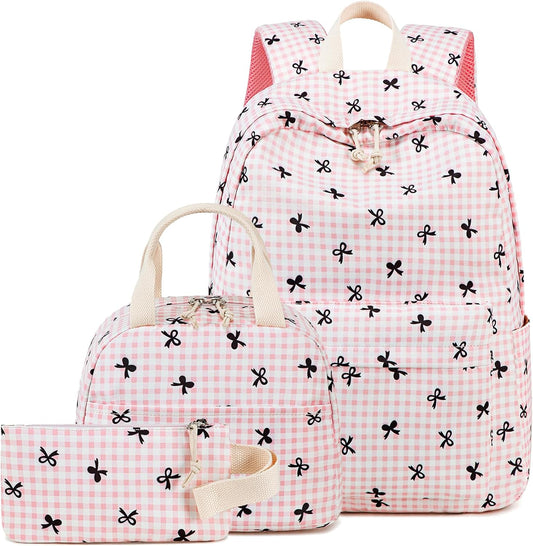 LEDAOU Backpack for Girls School Bag Kids Bookbag Teen Backpack Set Daypack with Lunch Bag and Pencil Case