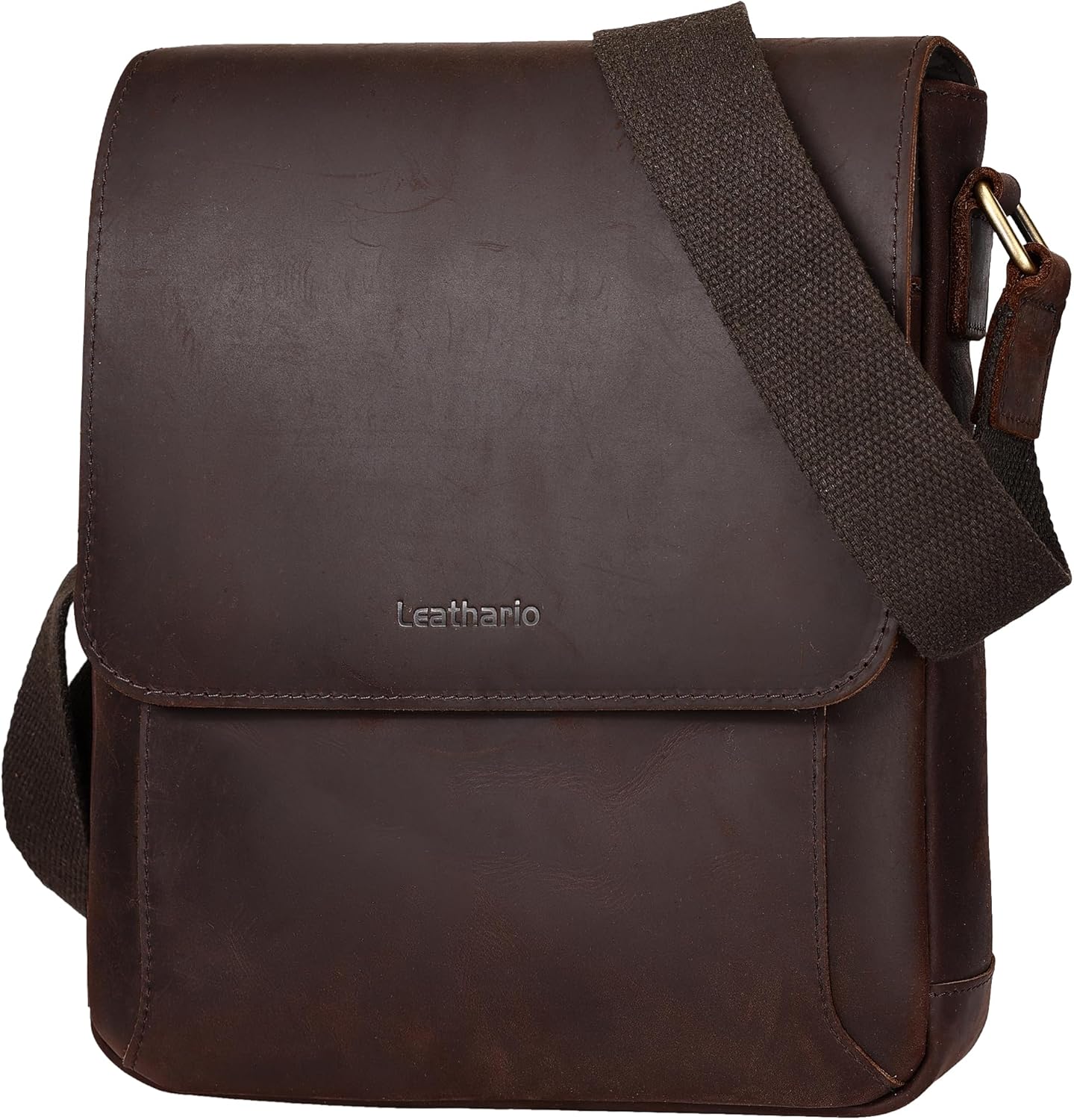 Leathario Crossbody Bag for Men Genuine Leather Small Messenger Shoulder Purse Side Vintage Satchel