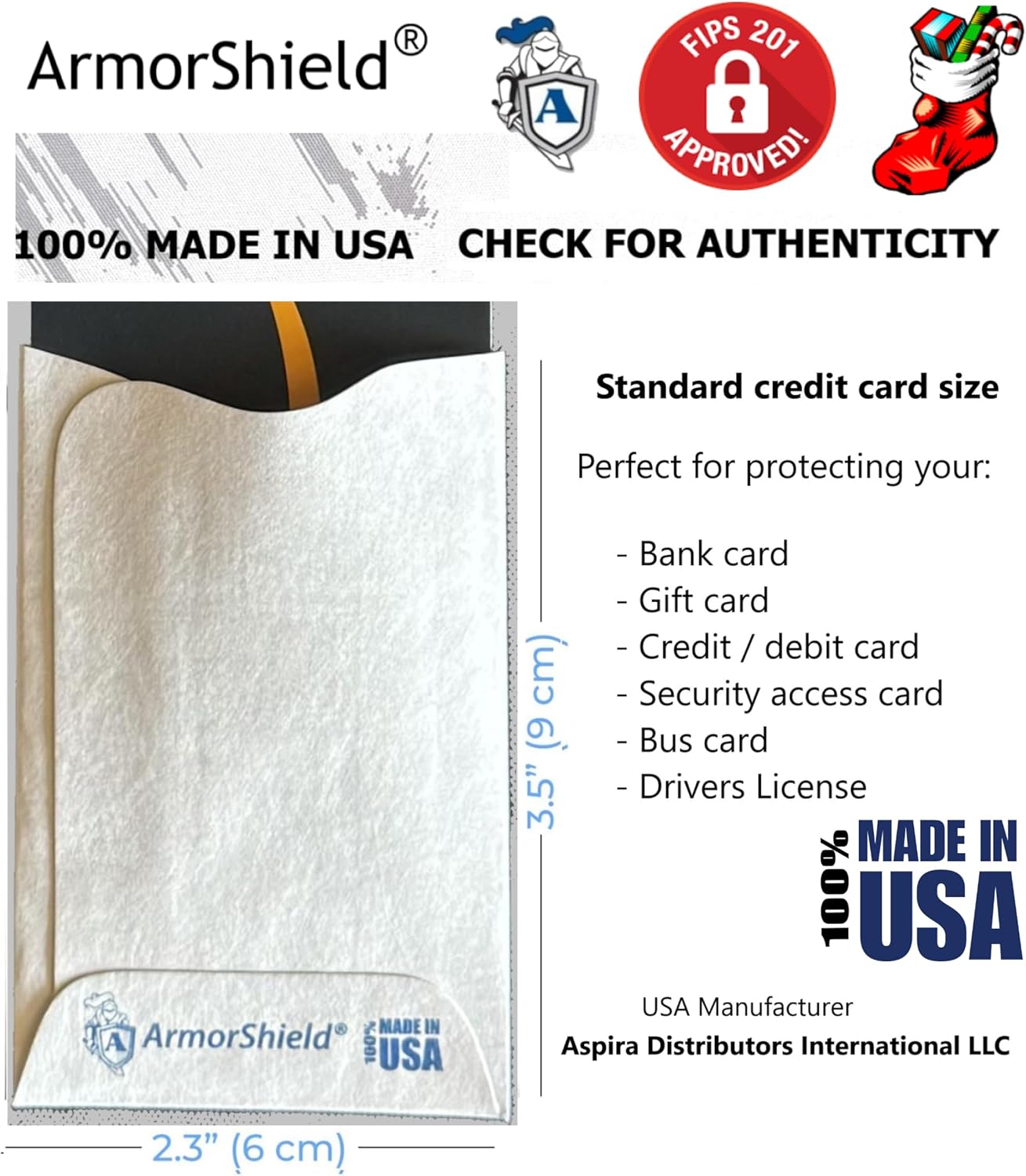 50x Credit Card Sleeve Protector RFID Blocking Sleeves 100% MADE IN USA Anti-theft for Travel wallet, purse. Protect debit, credit card, IDs. ArmorShield Your Identity (50PAK)