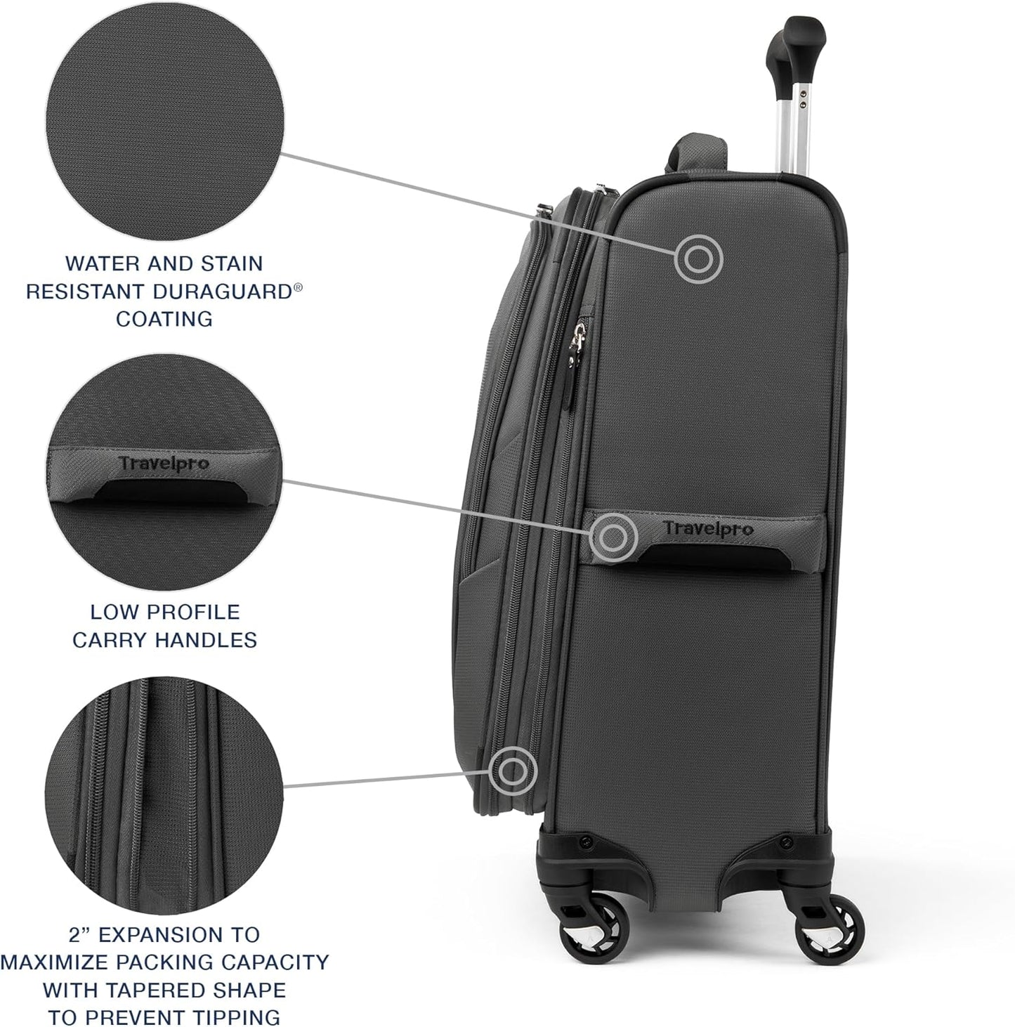 Travelpro Maxlite 5 Softside Expandable Carry-On Luggage with Spinner Wheels, Lightweight, 21-Inch — Shadow Grey