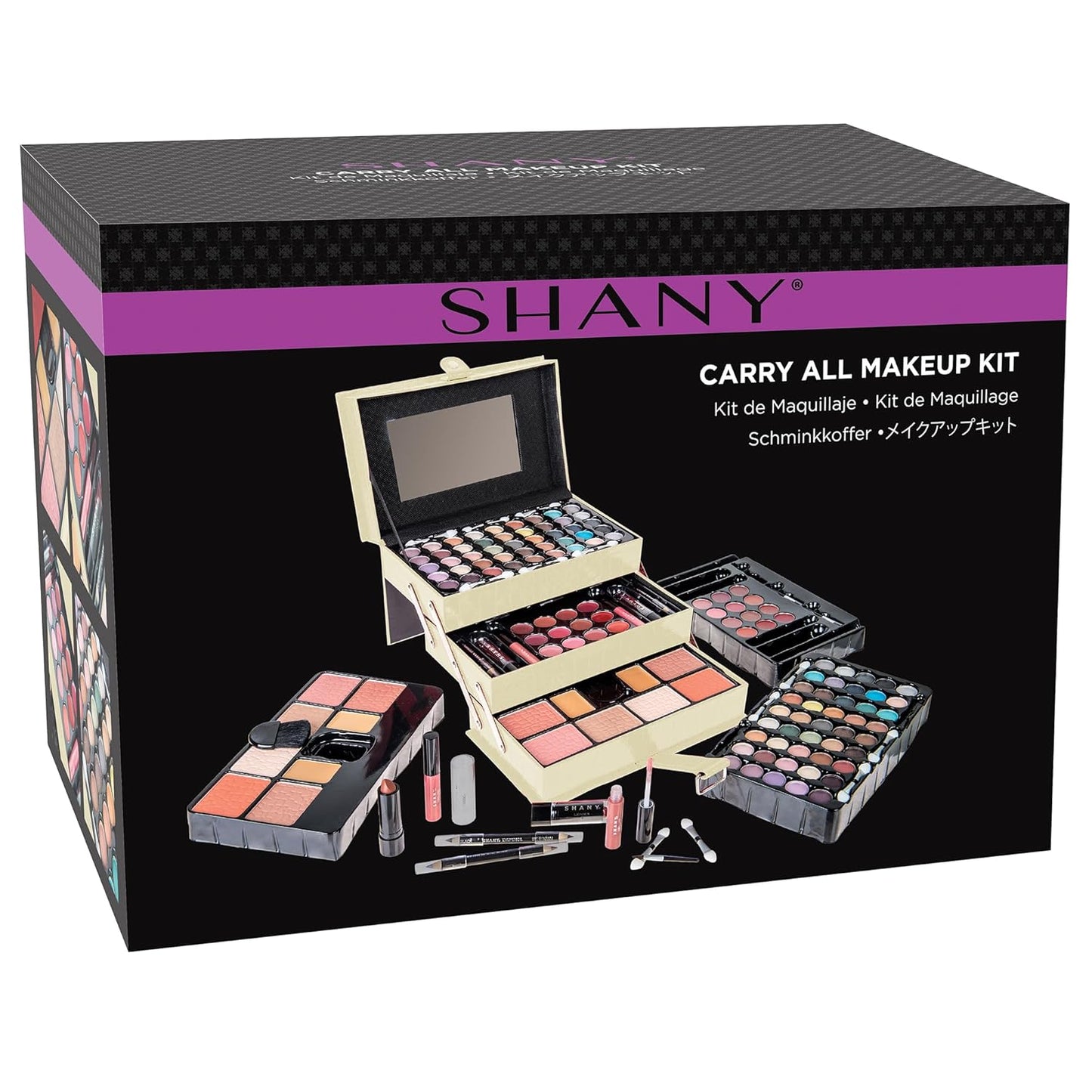 SHANY All In One Makeup Set, 67 Colors Eyeshadow, Blushes, Face Powder, Lipstick, Eye liners, Make up Pencils and Cosmetics Mirror - Makeup Kit With Reusable Beauty Organizer Train Case - White