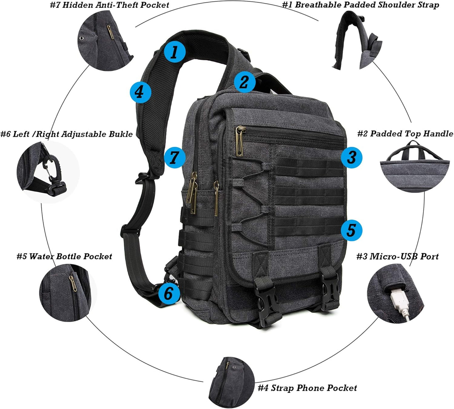 NICGID Sling Bags Chest Shoulder Backpacks, 12.5'' 13.3'' 14.1'' 15.6''Laptop Backpack Crossbody Messenger Bag Travel Outdoor