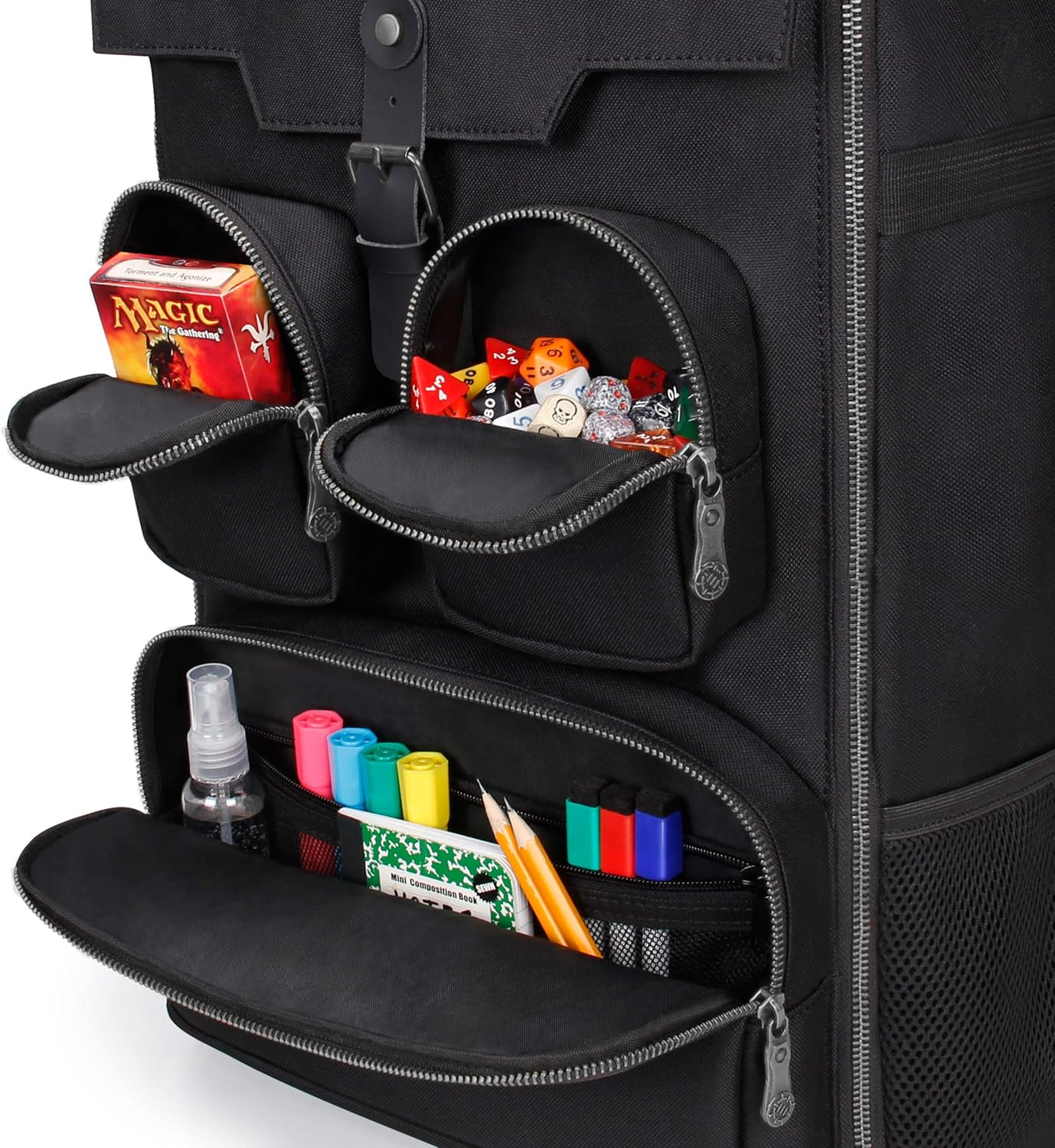 ENHANCE Collector's Edition Board Game Backpack - Reinforced Rigid Board Game Storage with Padded Shoulder Straps, Carrying Handle, and Accessories Pockets for Dice, Card Games, More (Dragon Black)