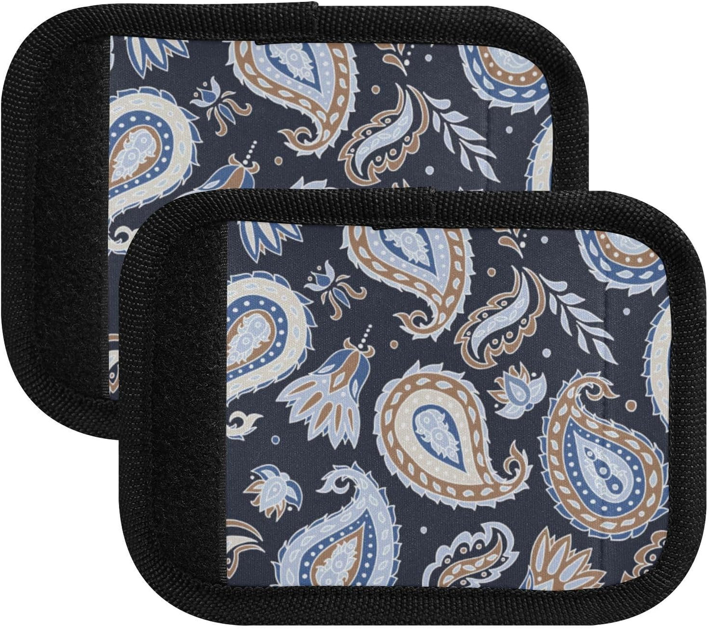 2Pcs Luggage Handle Wrap Suitcase Identifier Handle Covers Tags Soft Travel Bags Luggage Handle Gripper Accessories for Airplane Flying Light Blue Paisley