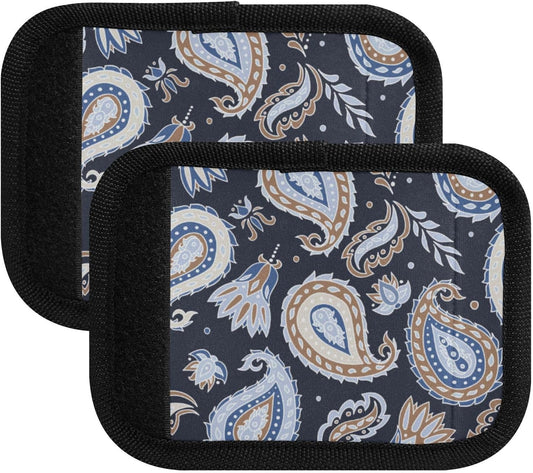 2Pcs Luggage Handle Wrap Suitcase Identifier Handle Covers Tags Soft Travel Bags Luggage Handle Gripper Accessories for Airplane Flying Light Blue Paisley