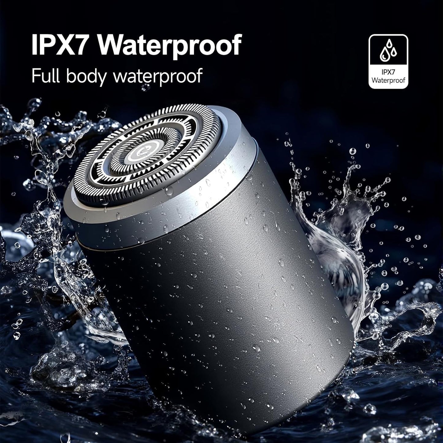 Premium Titanium Mini Shaver for Men - IPX7 Waterproof Electric Razor with Floating Foil System, USB-C Fast Charge, 90-Day Battery - Compact Travel Shaver for Sensitive Skin & Precision Grooming