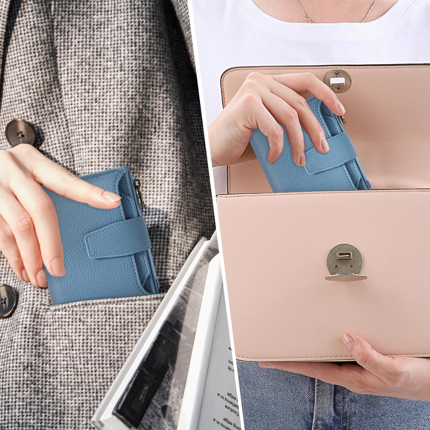 Airkit Small Wallet Women RFID Blocking Soft Leather Bifold Compact Card Holder Wallet for Women