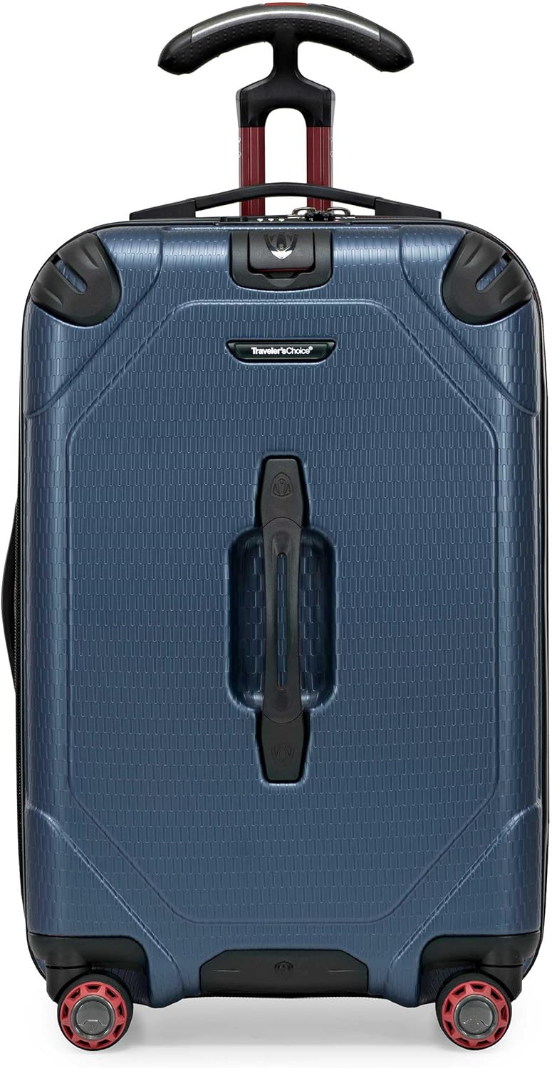 Traveler's Choice Maxporter II Hardside Polycarbonate Suitcase with Spinner Wheels, TSA Lock, Navy, 22" Carry-On Luggage