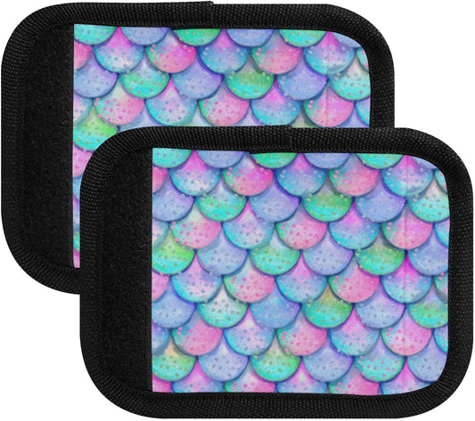 2Pcs Luggage Handle Wrap Suitcase Identifier Handle Covers Tags Soft Travel Bags Luggage Handle Gripper Accessories for Airplane Flying Mermaid Pattern