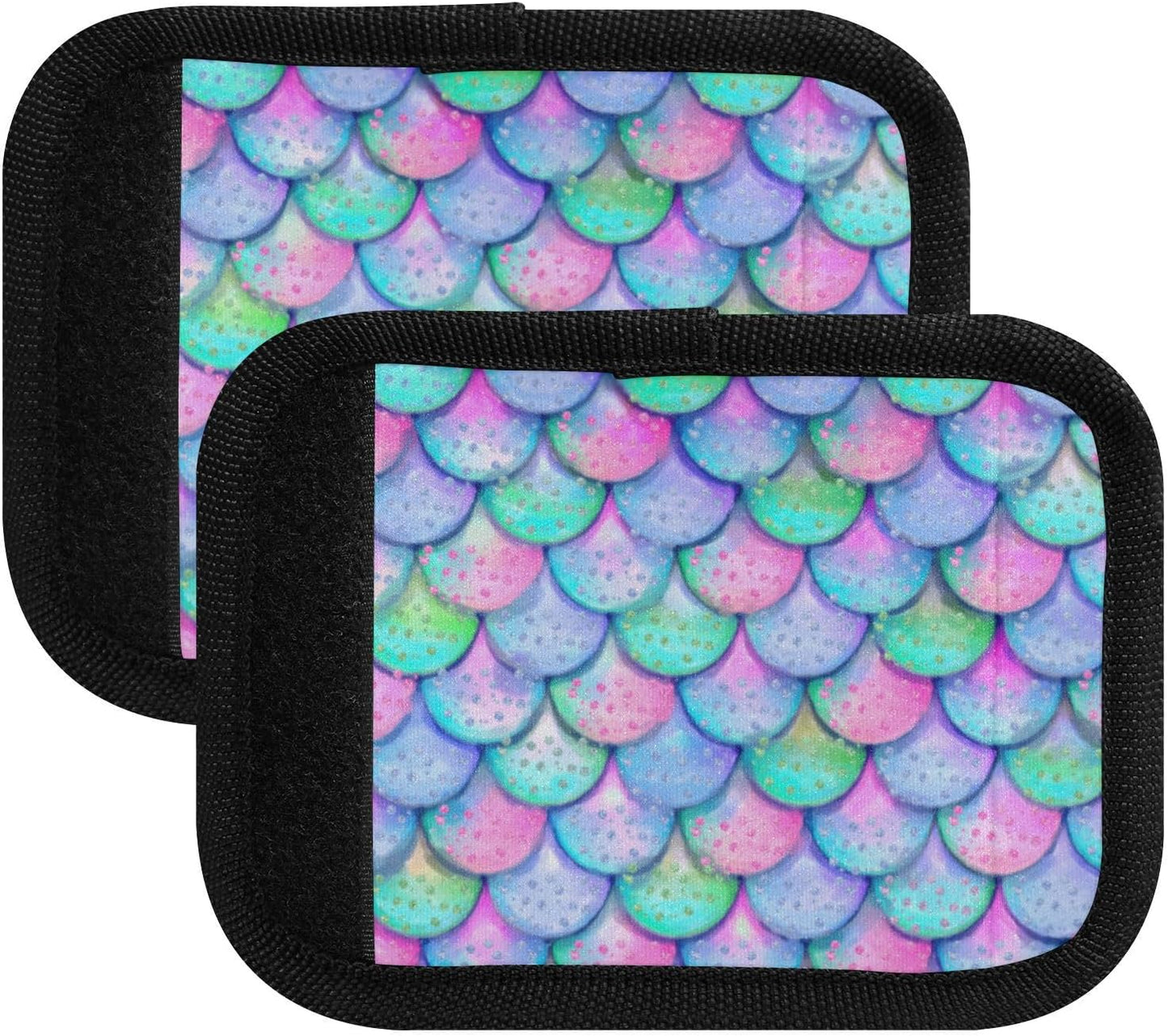 4Pcs Luggage Handle Wrap Suitcase Identifier Handle Covers Tags Soft Travel Bags Luggage Handle Gripper Accessories for Airplane Flying Mermaid Pattern