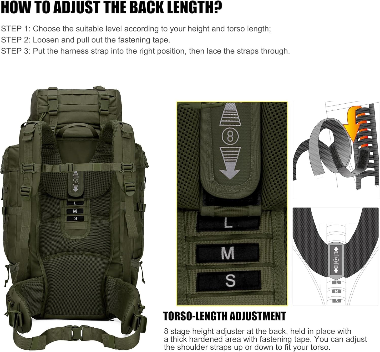 Mardingtop 70L Internal Frame Backpack for Hunting,Camping,Hiking Backpacking Backpack with Rain Cover