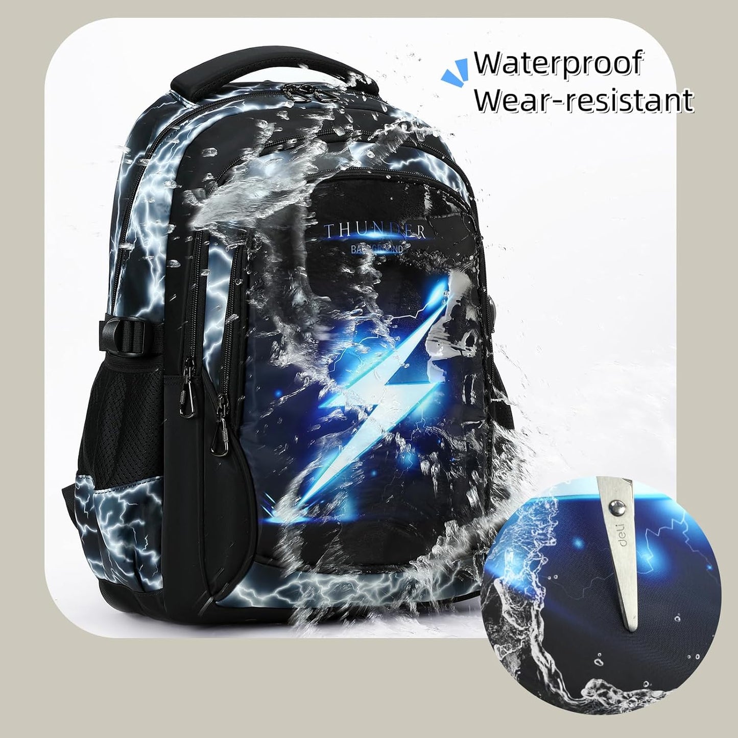 Boys Backpack for Kids Elementary School Bags Lightning Teens Durable Bookbag (black)