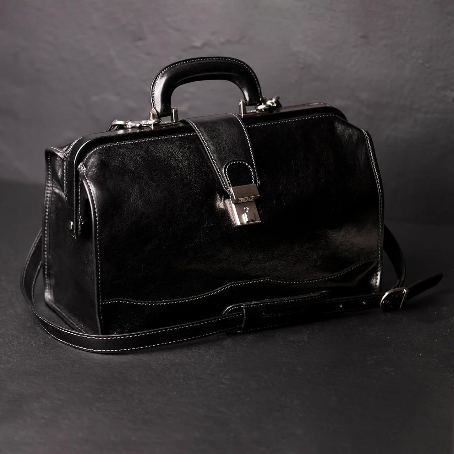 Time Resistance Leather Doctor Bag - Italian Handmade Medical Bag - Vintage Style Handbag - Real Leather Briefcase