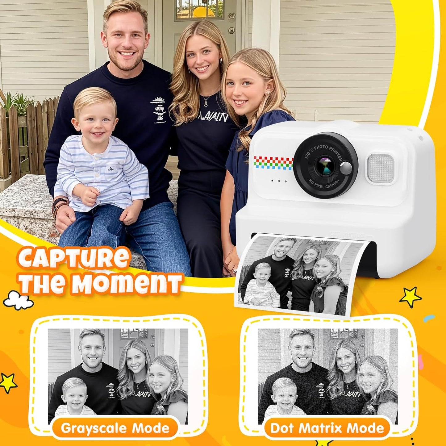 Kids Instant Print Camera, 1080P HD with 3 Rolls Print Paper & 32GB Card, Ideal Kids Toys Gifts for Boys & Girls Age 3-14 (Black)