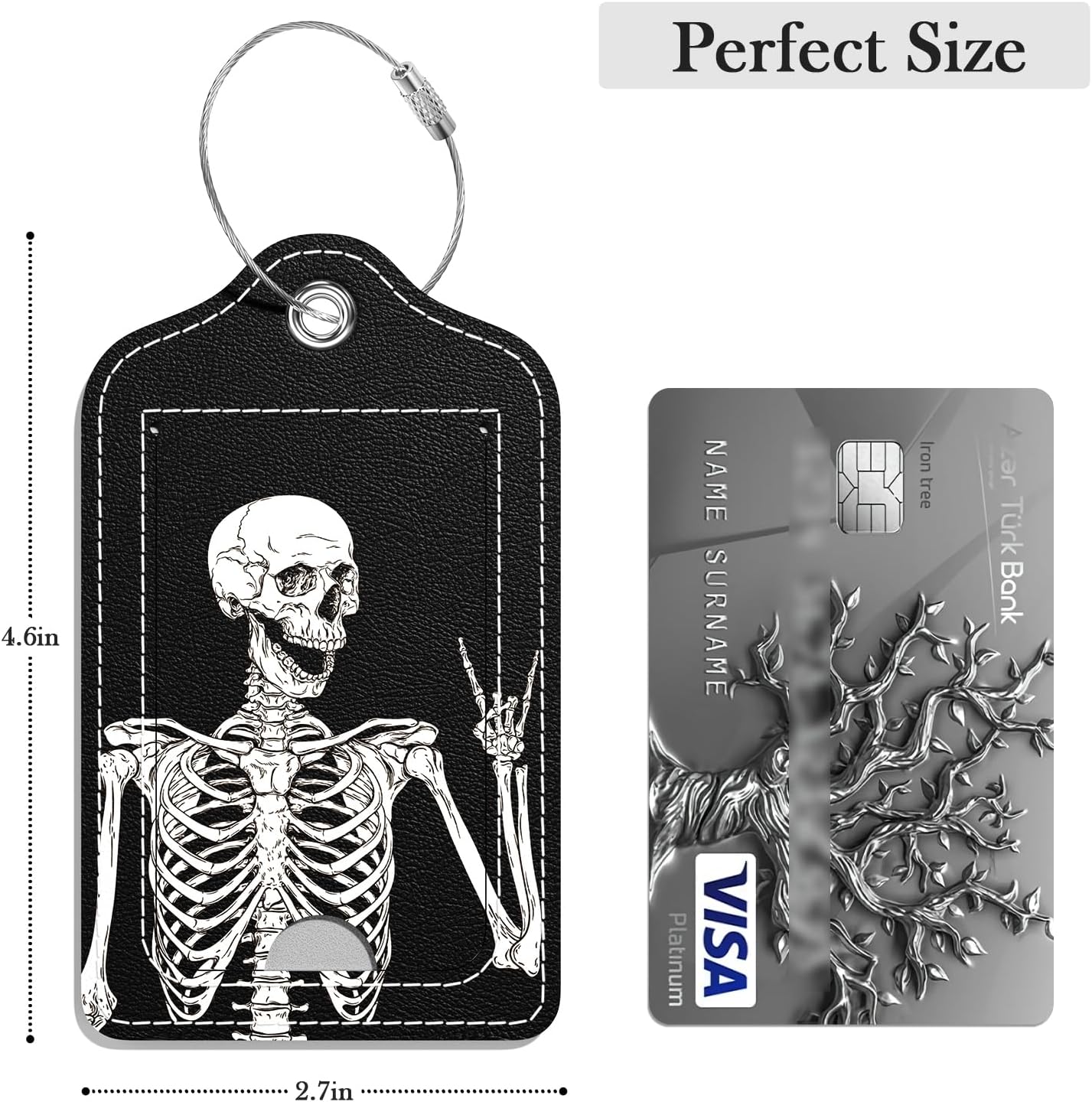 Luggage Tags for Suitcase, 2 Pack PU Leather Travel Cruise Luggage Tag with Privacy Flap, Name ID Label and Metal Loop for Women Men Girls Suitcase Baggage Bag Backpack, Stay Optimistic