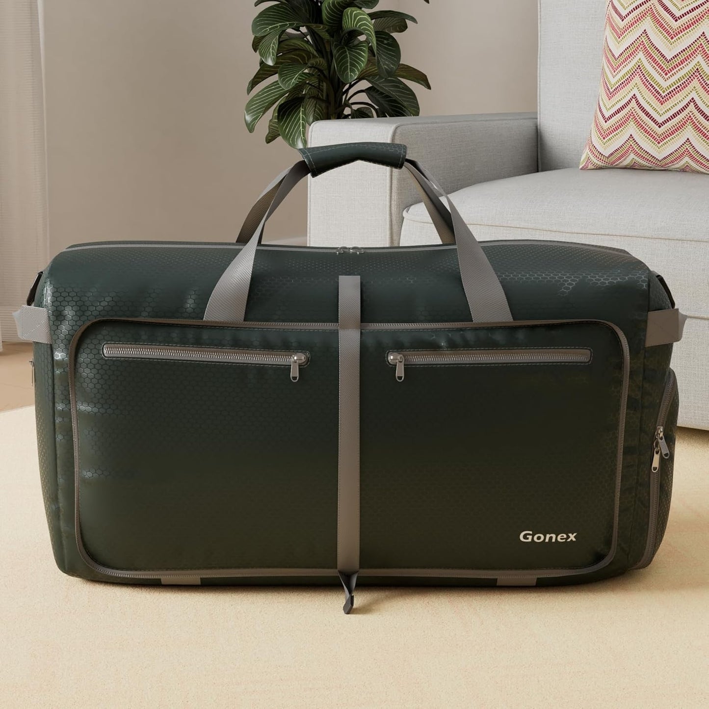 Gonex 40L 60L 80L 100L 150L Large Foldable Travel Duffle Bag with Shoes Compartment, Packable