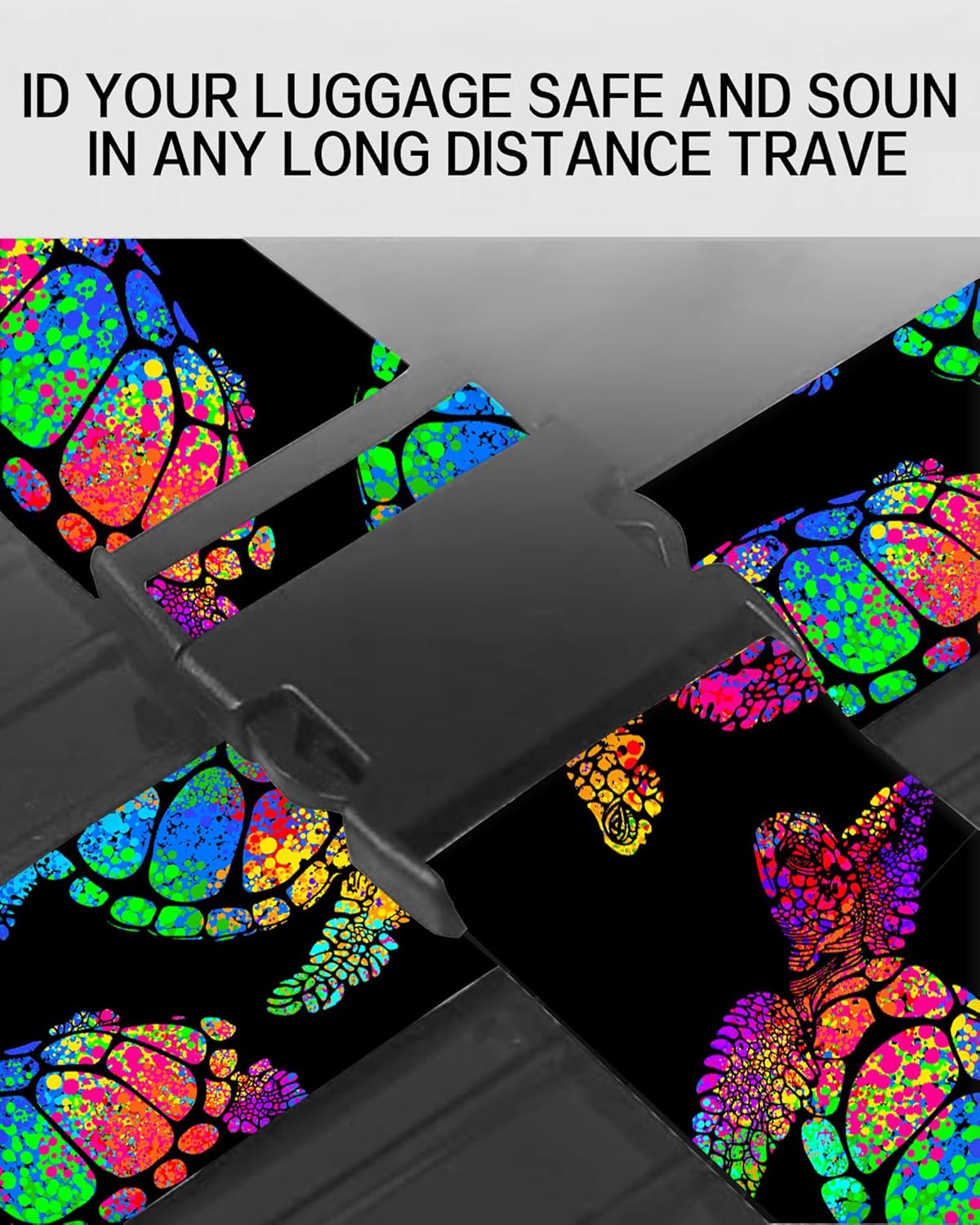 Luggage Straps for Suitcases, Adjustable Travel Belt, Durable Wide Luggage Strap, Cute Suitcase Strap Identifiers with Buckle, Bag Straps for Luggage, Cute Colorful Tirtles