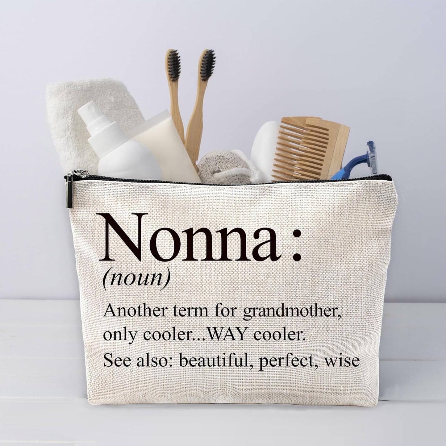 Sufamb Nonna Gifts Makeup Bag, Nonna Gifts for Mother's Day Birthday from Grandkids Cosmetic Bags, Best Grandma Gift Portable Small Toiletry Bag Zipper Makeup Pouch